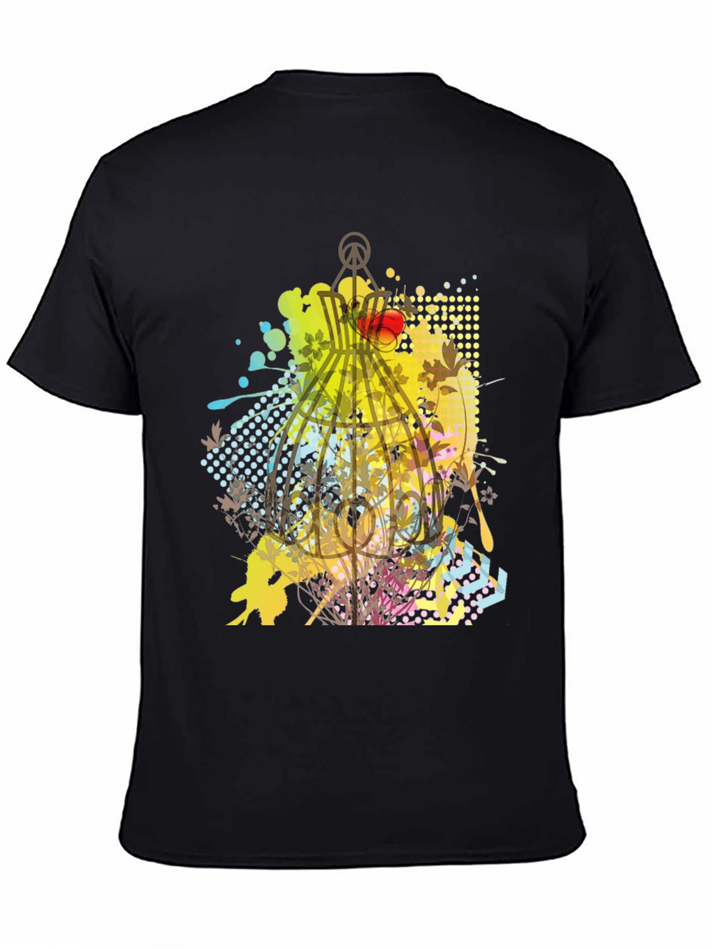 Graphic Birdcage T-Shirt - Artistic Design