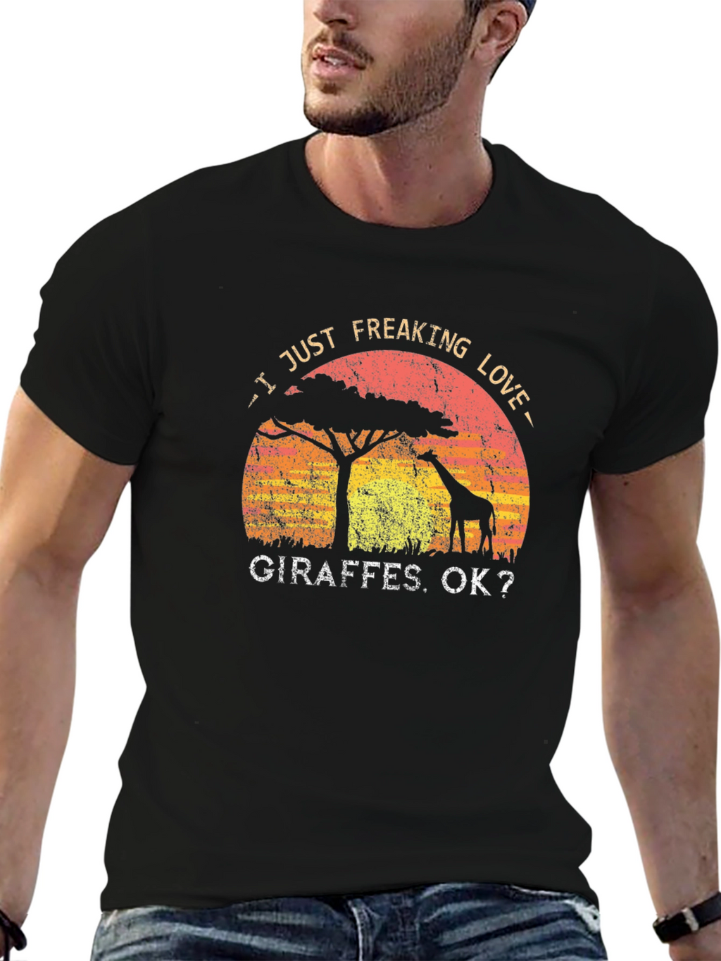 I Love Giraffes Graphic Print T-Shirt