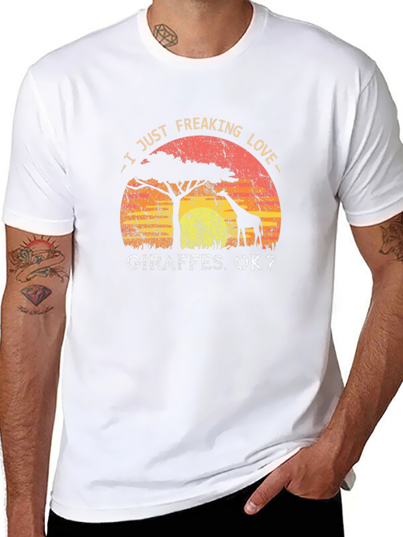 I Love Giraffes Graphic Print T-Shirt
