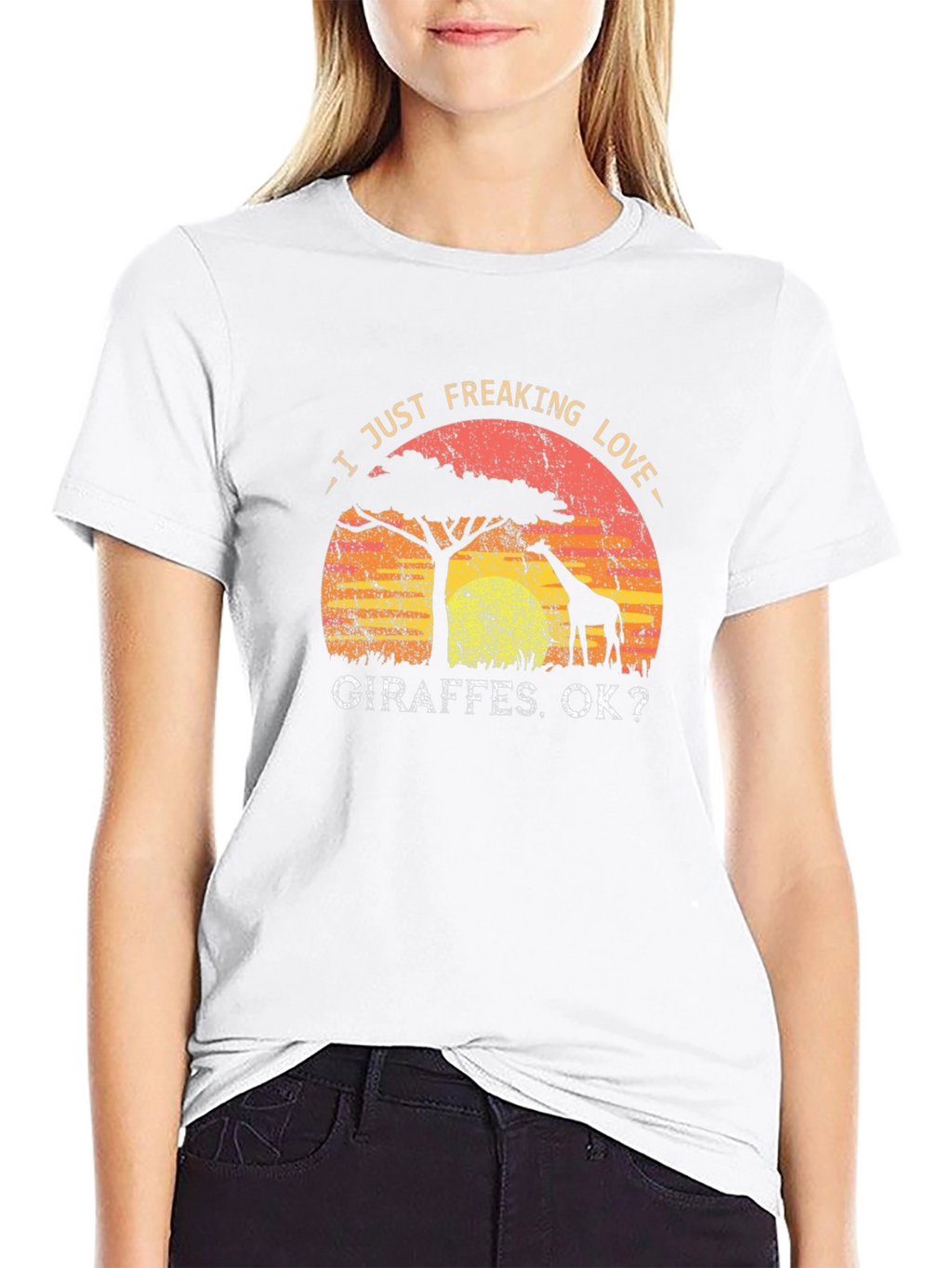 I Love Giraffes Graphic Print T-Shirt