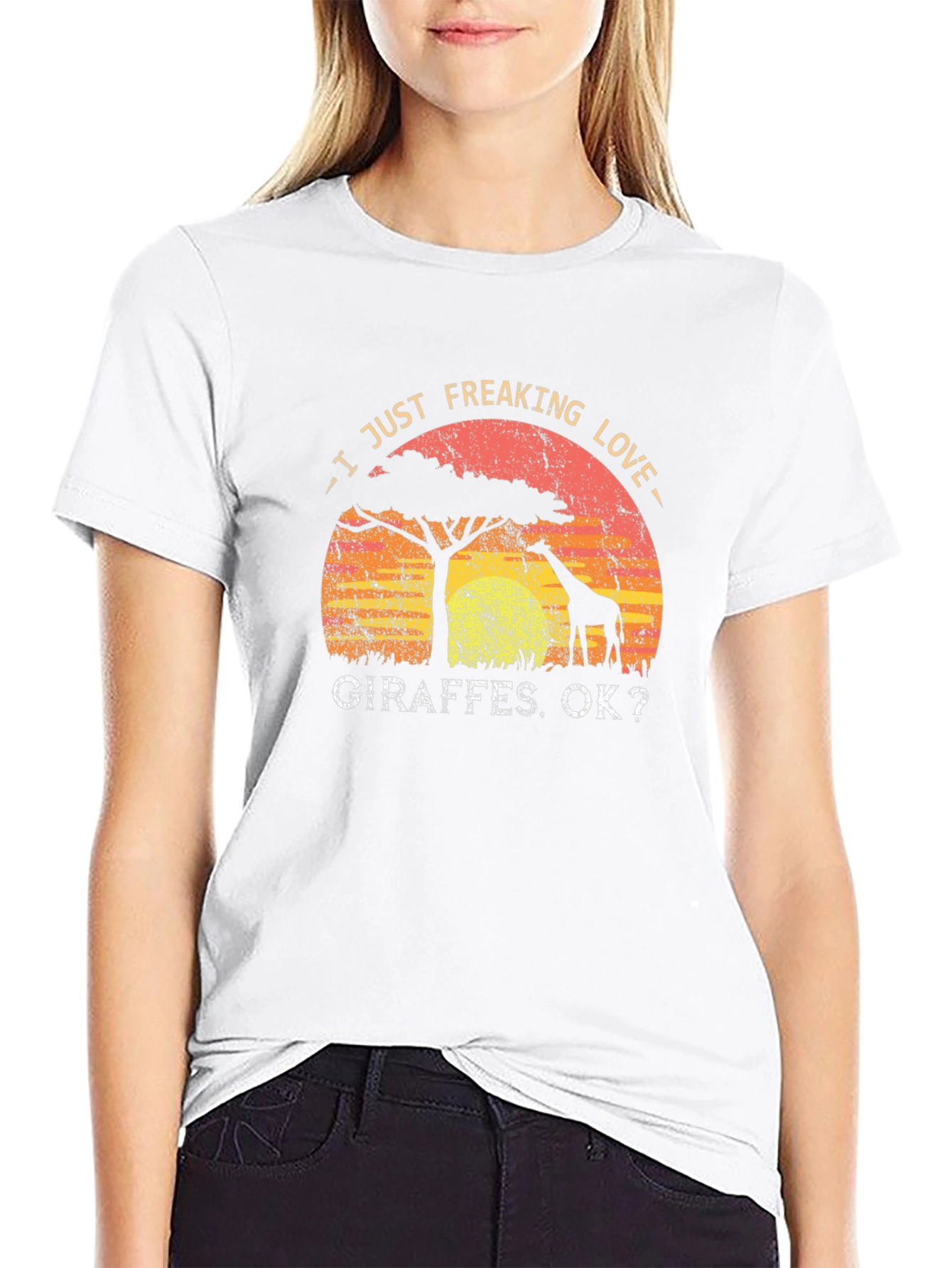 I Love Giraffes Graphic Print T-Shirt