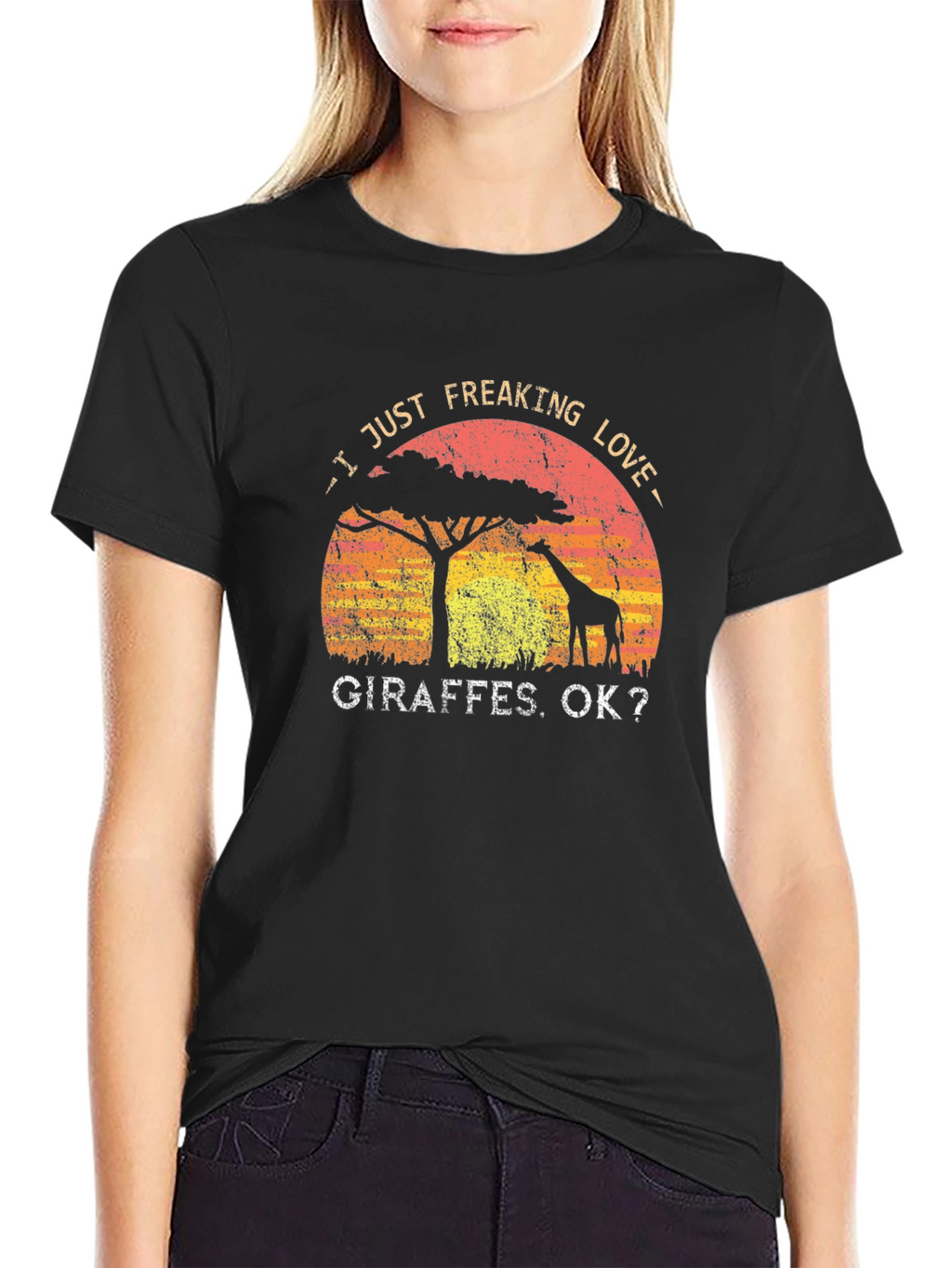 I Love Giraffes Graphic Print T-Shirt