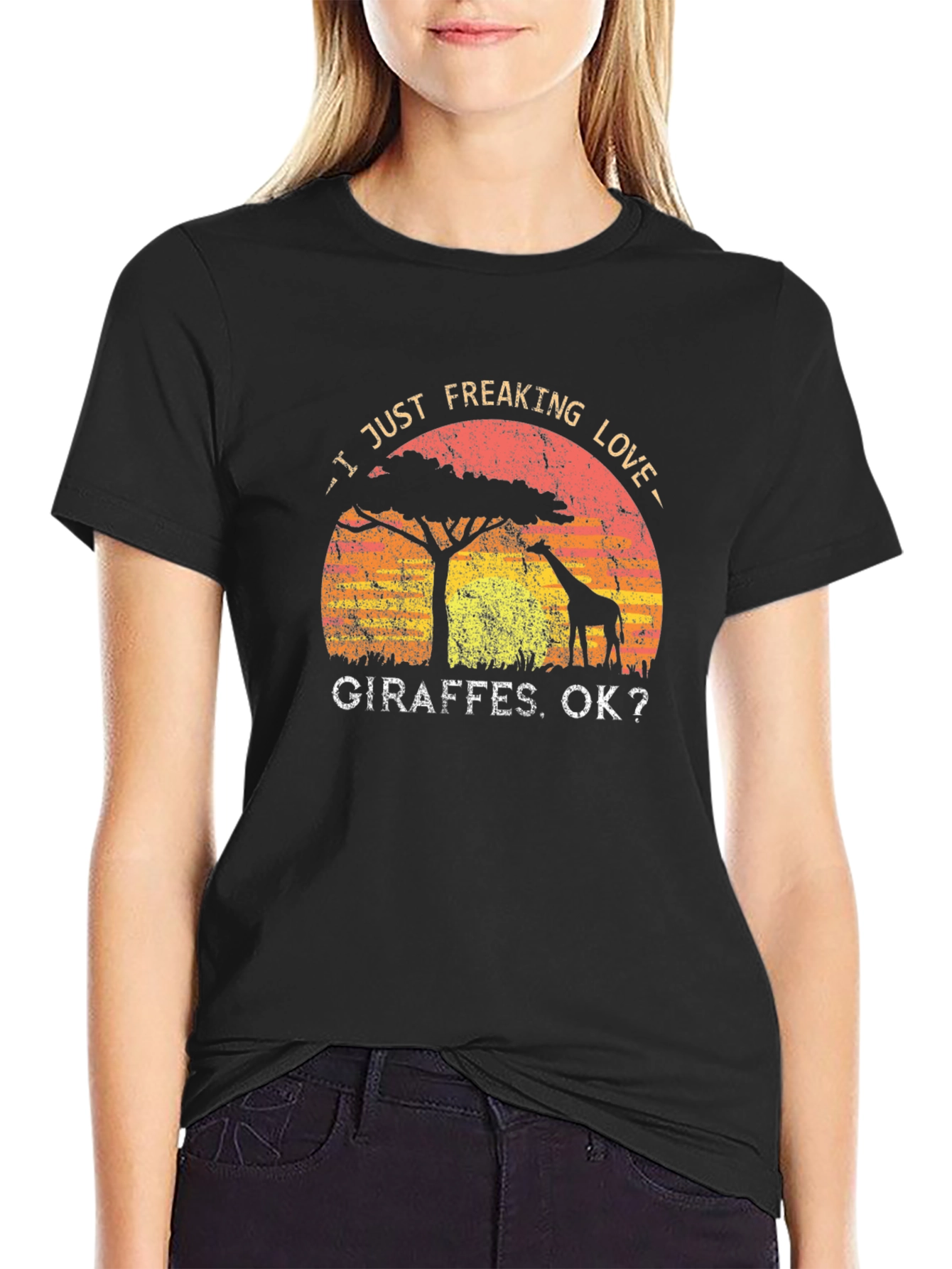 I Love Giraffes Graphic Print T-Shirt