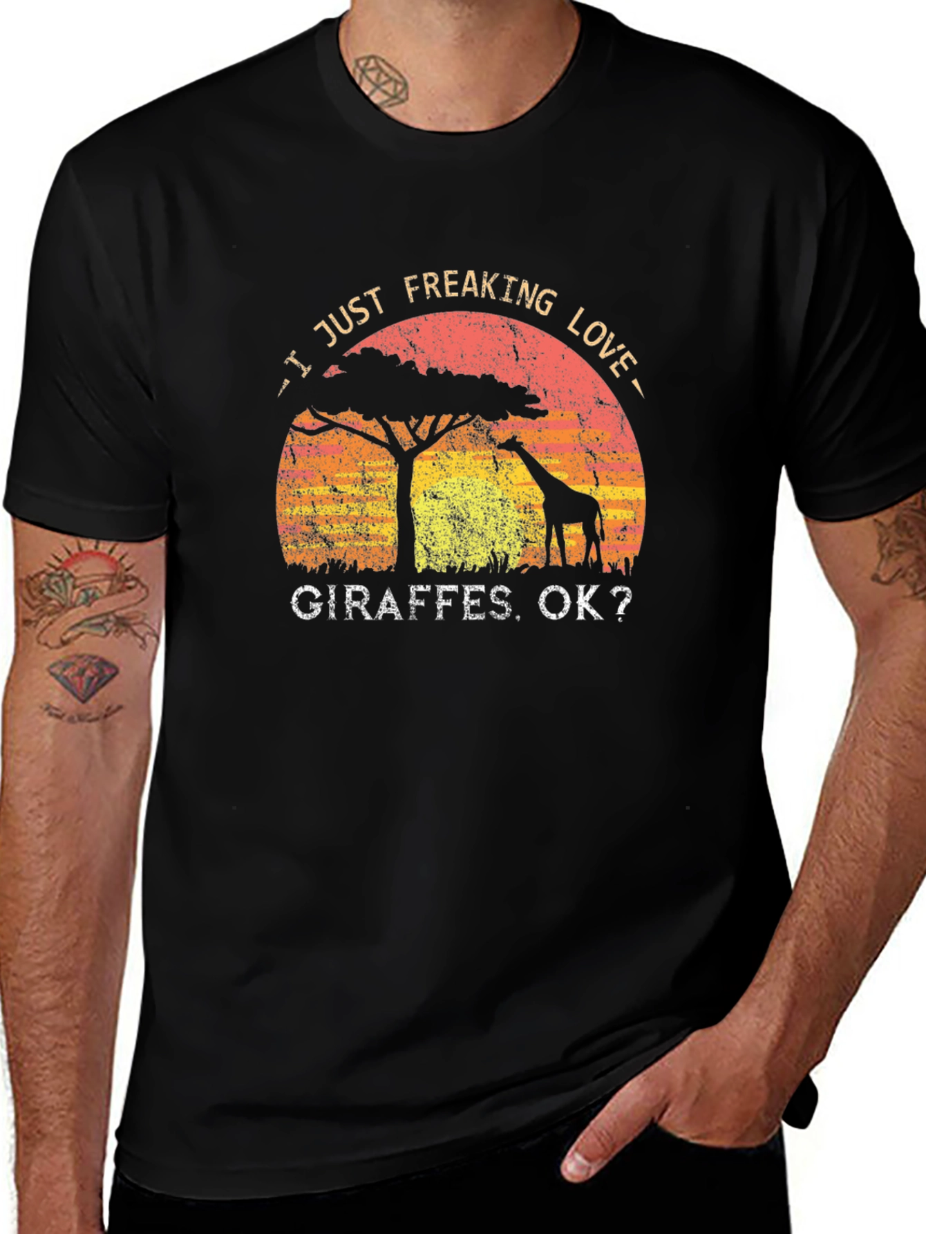 I Love Giraffes Graphic Print T-Shirt