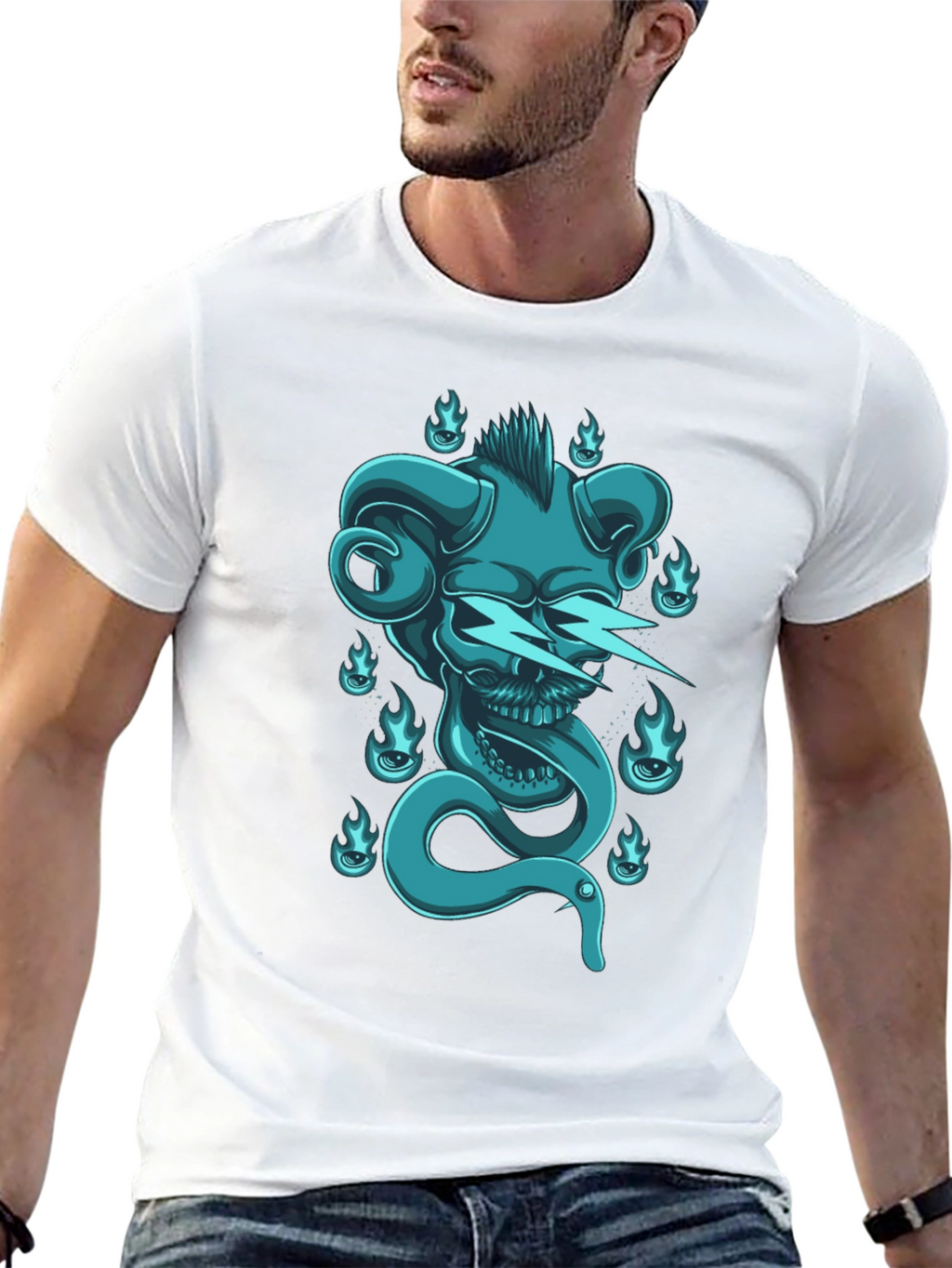 Skull & Snake Graphic Tee - Black