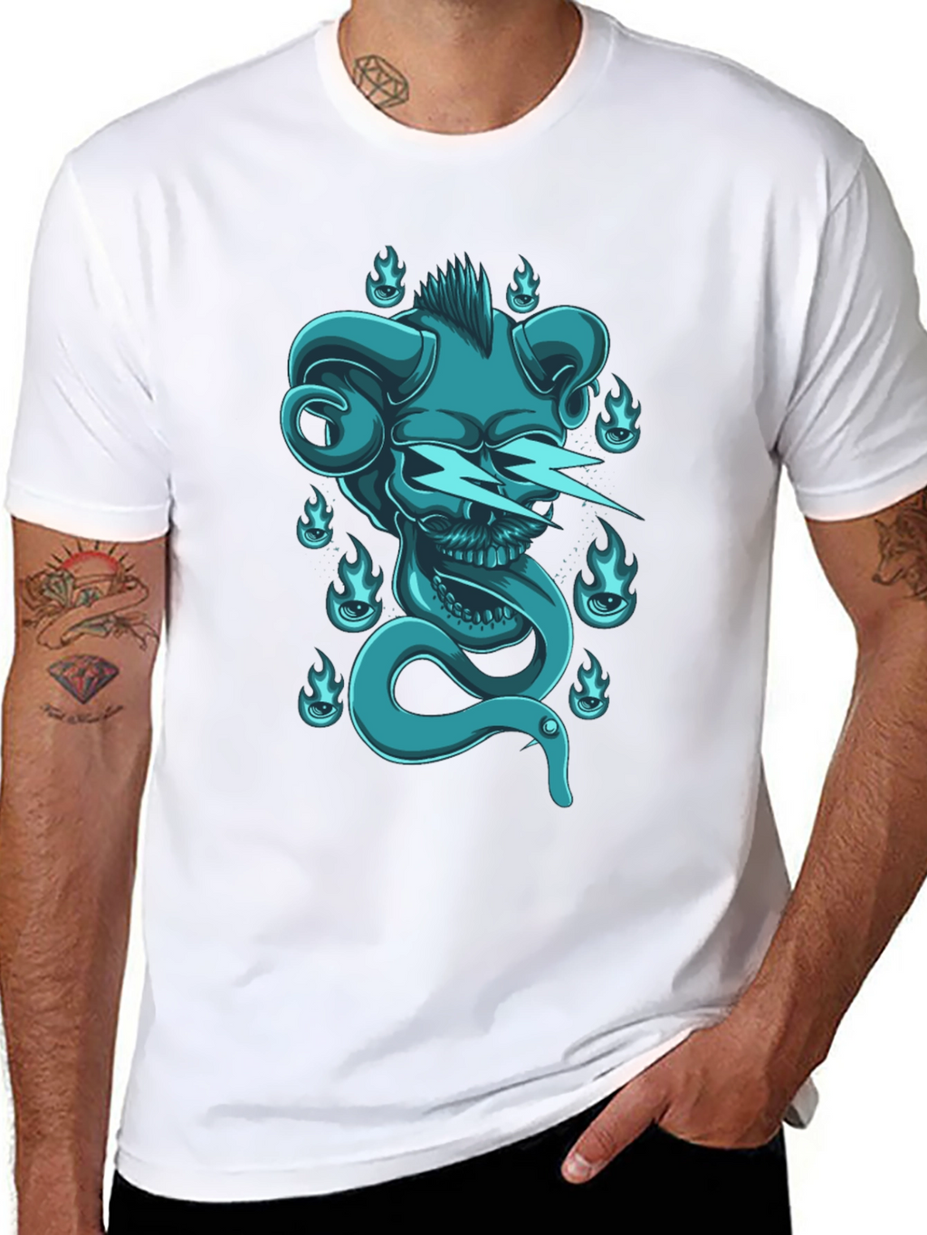 Skull & Snake Graphic Tee - Black