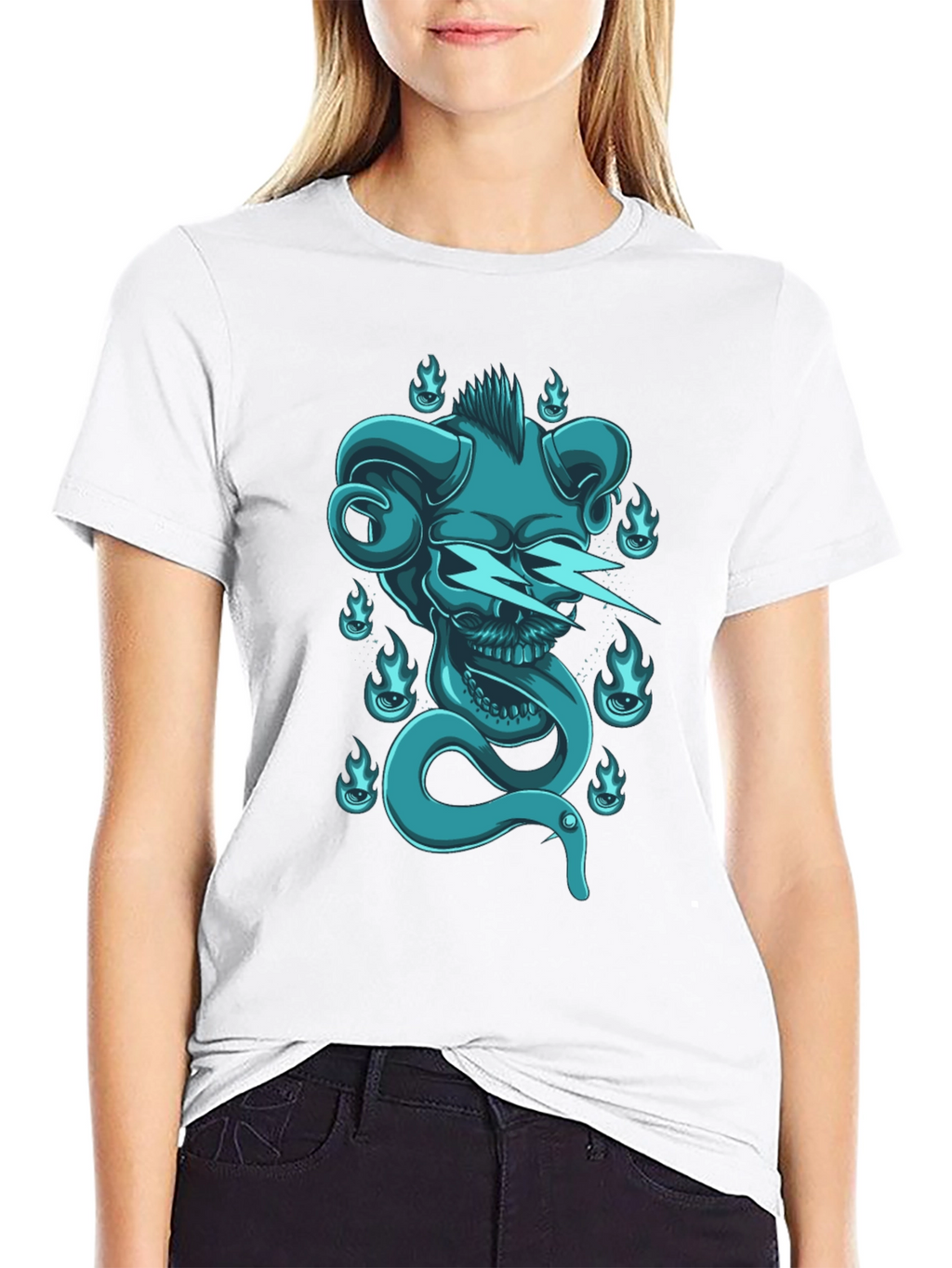 Skull & Snake Graphic Tee - Black