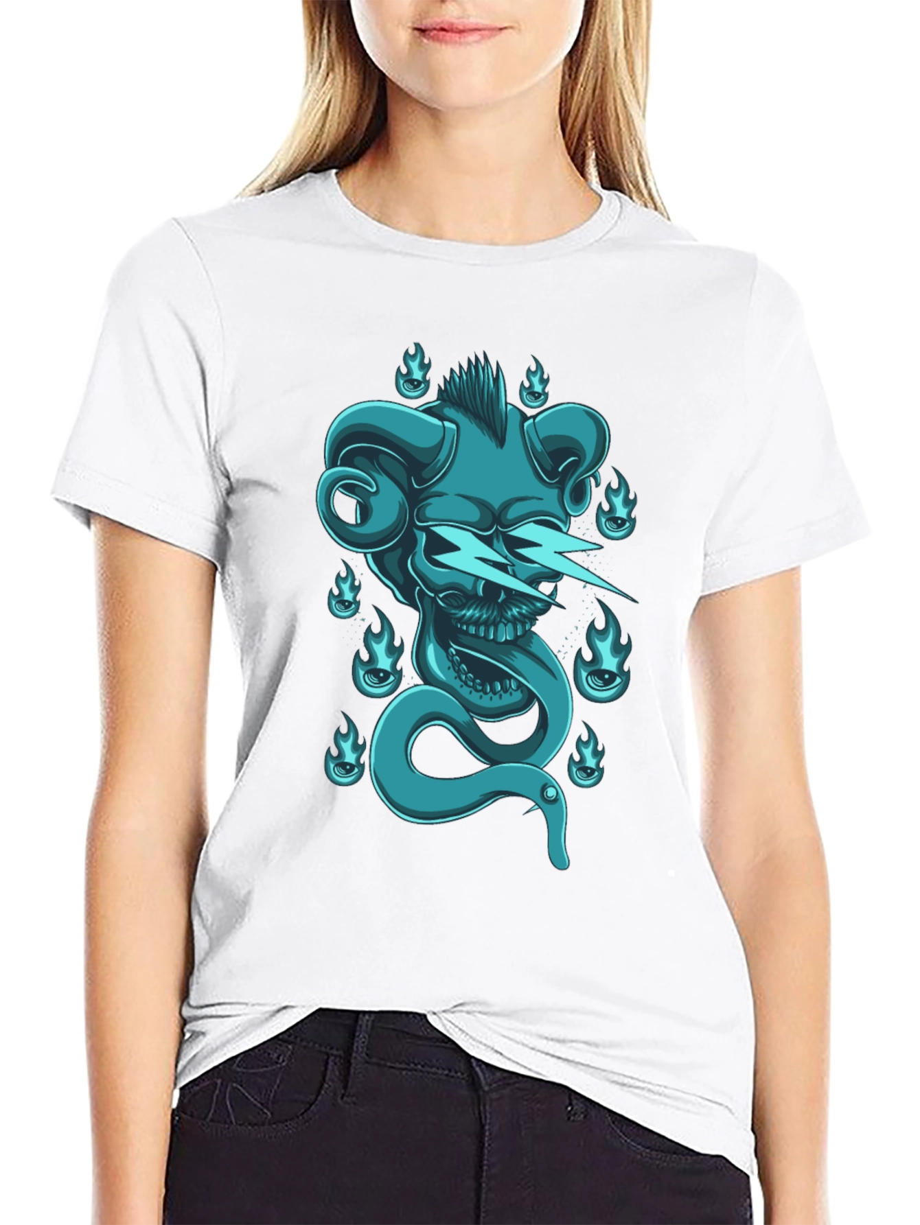 Skull & Snake Graphic Tee - Black