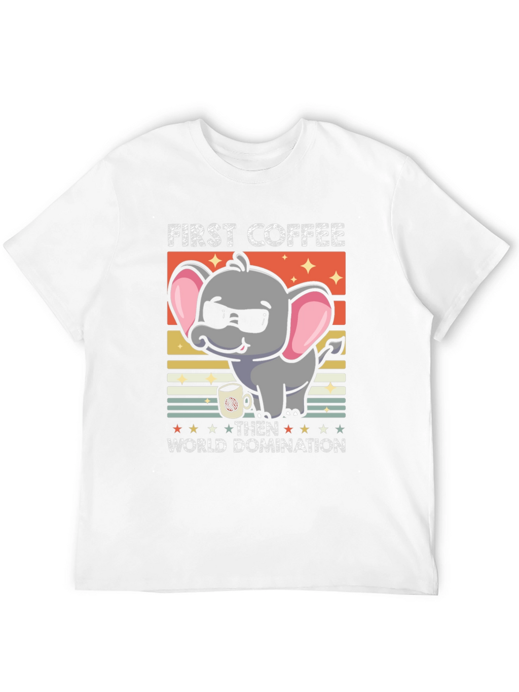 Funny Elephant Coffee Domination Graphic Tee