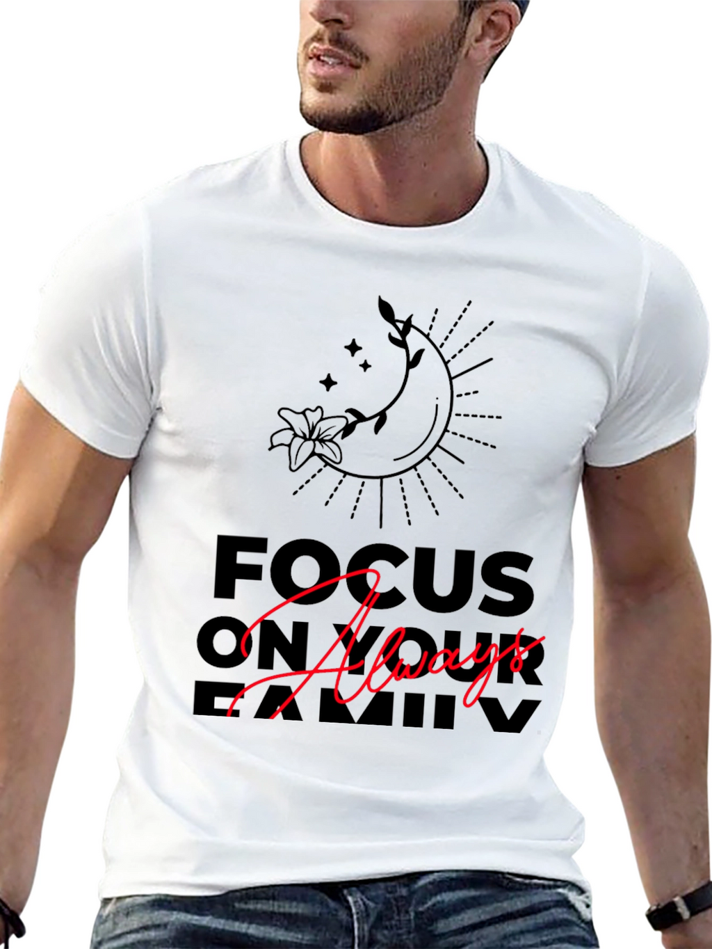 Focus On Family Always Graphic Black Tee