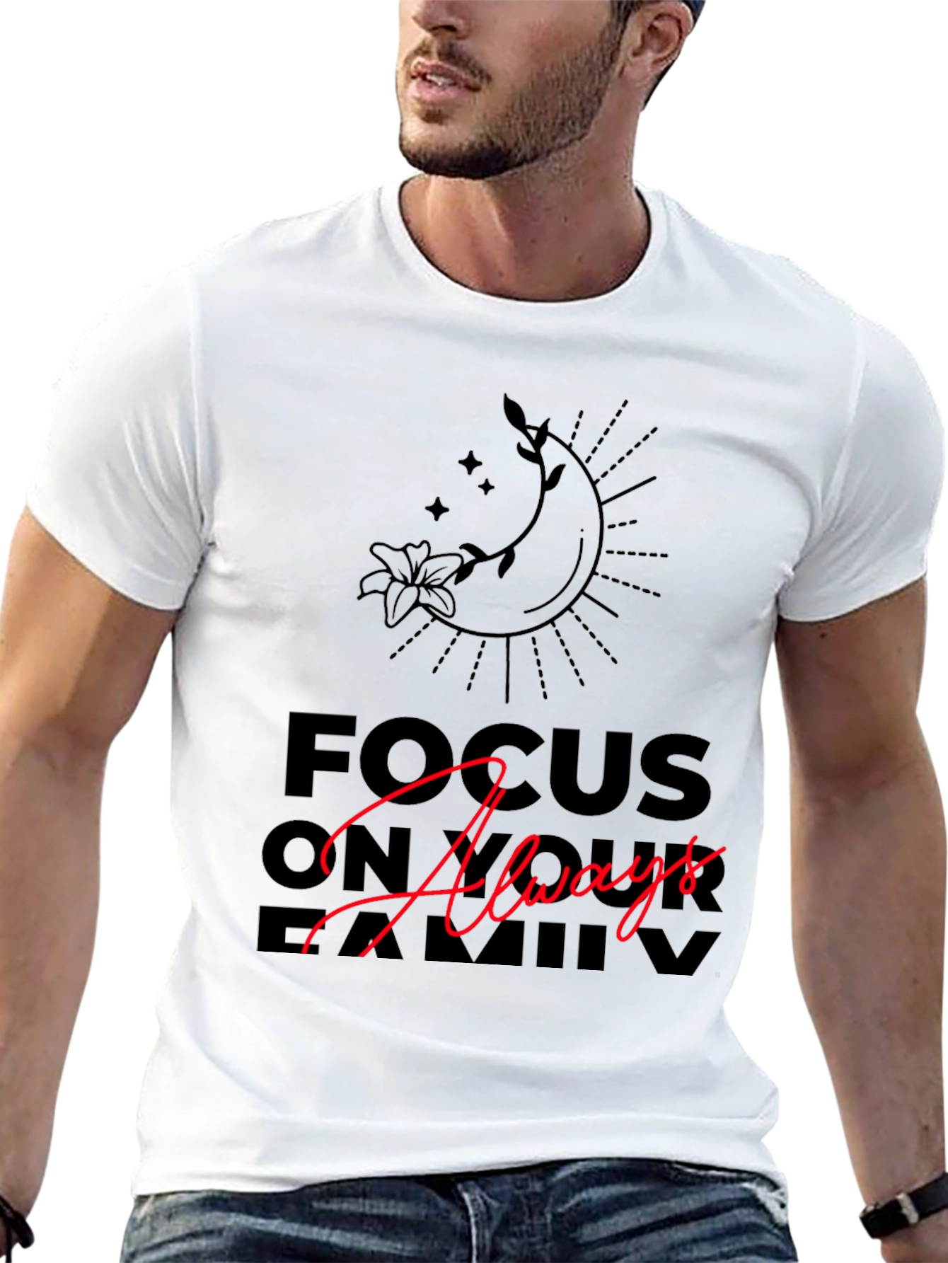 Focus On Family Always Graphic Black Tee
