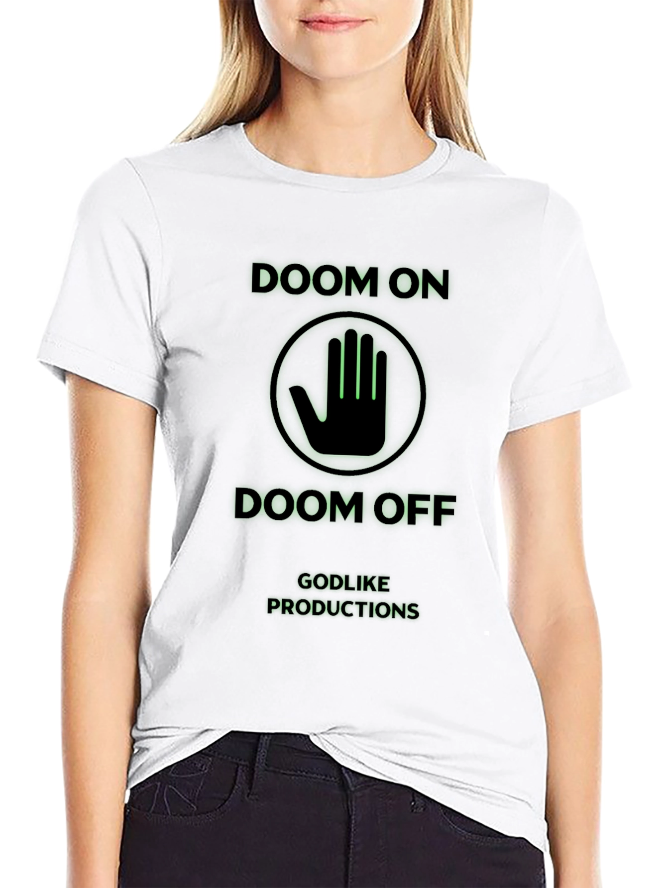 Doom On/Off Black Graphic T-Shirt