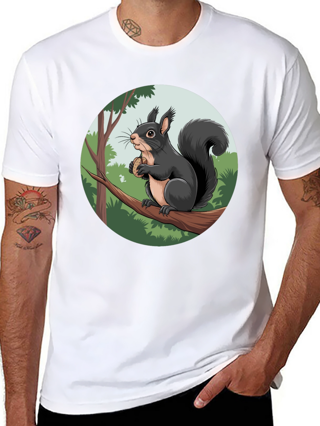 Squirrel Graphic Black T-Shirt