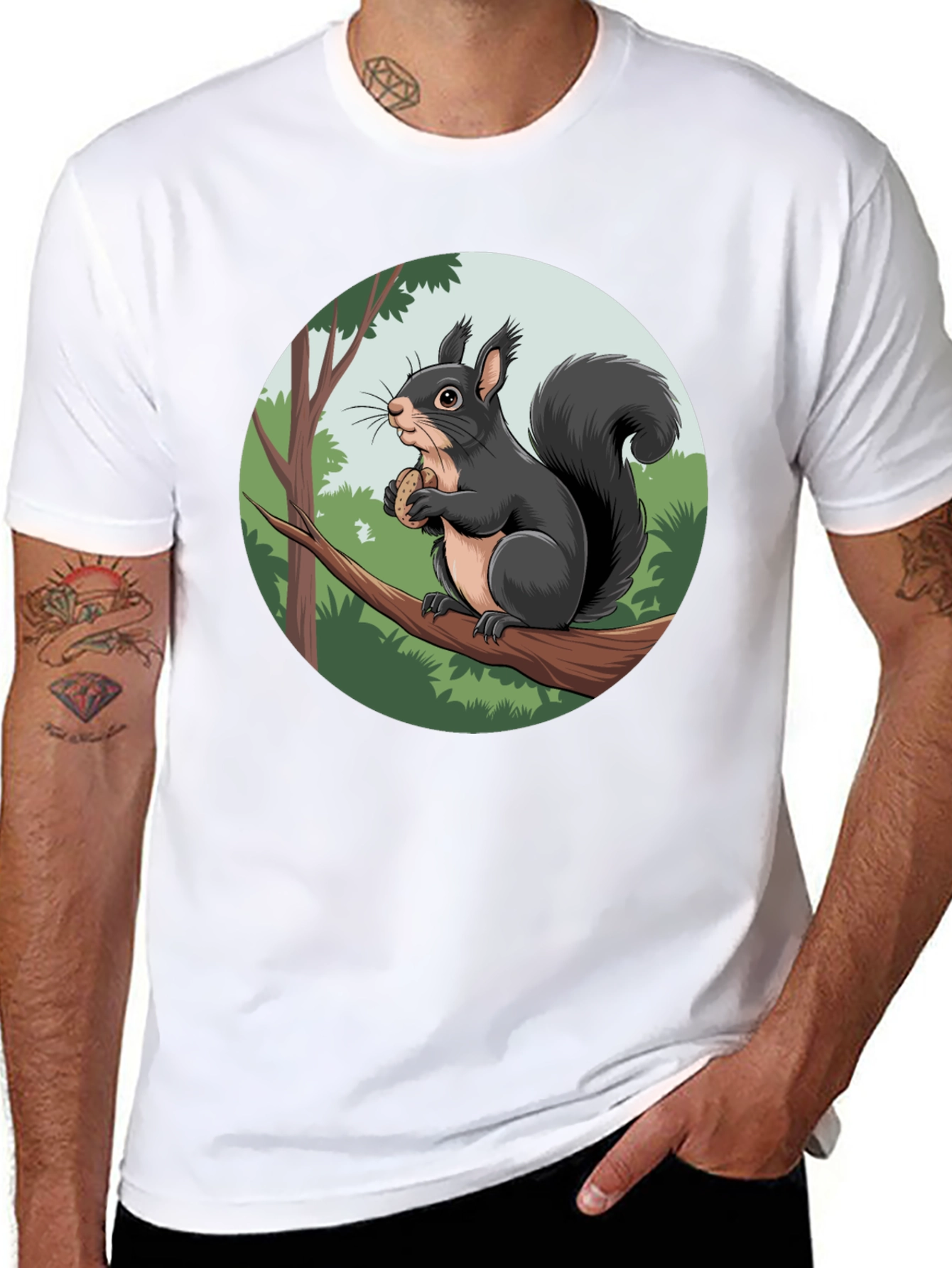 Squirrel Graphic Black T-Shirt