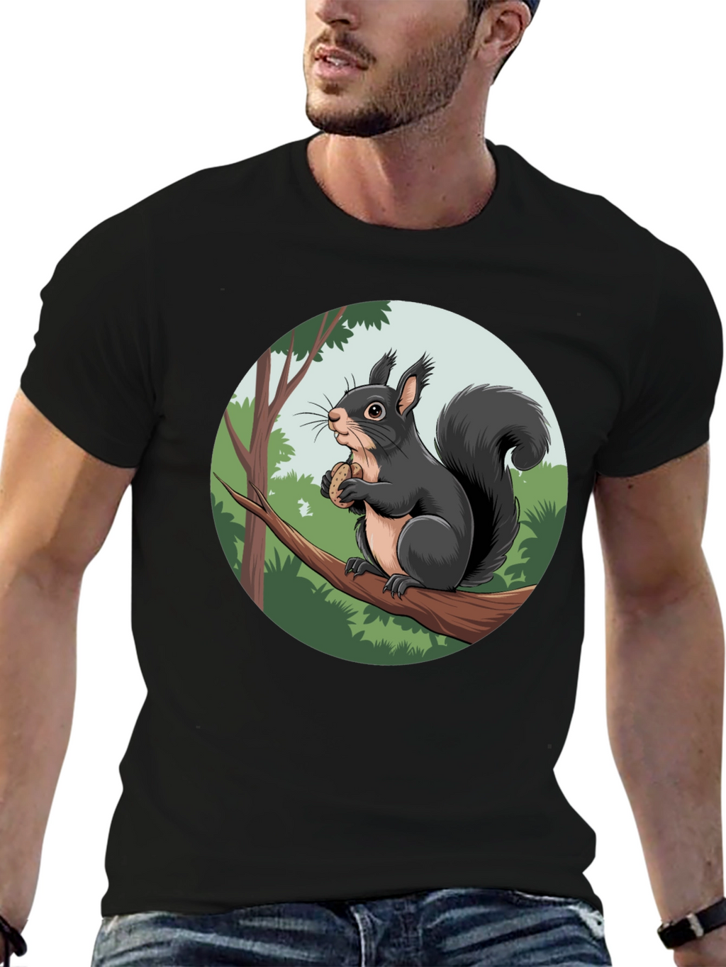 Squirrel Graphic Black T-Shirt