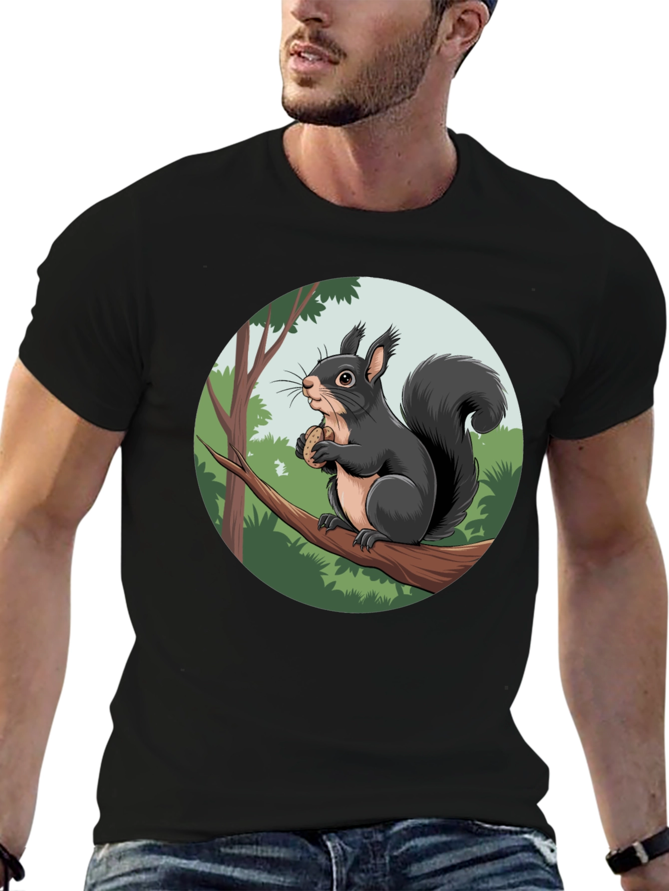 Squirrel Graphic Black T-Shirt