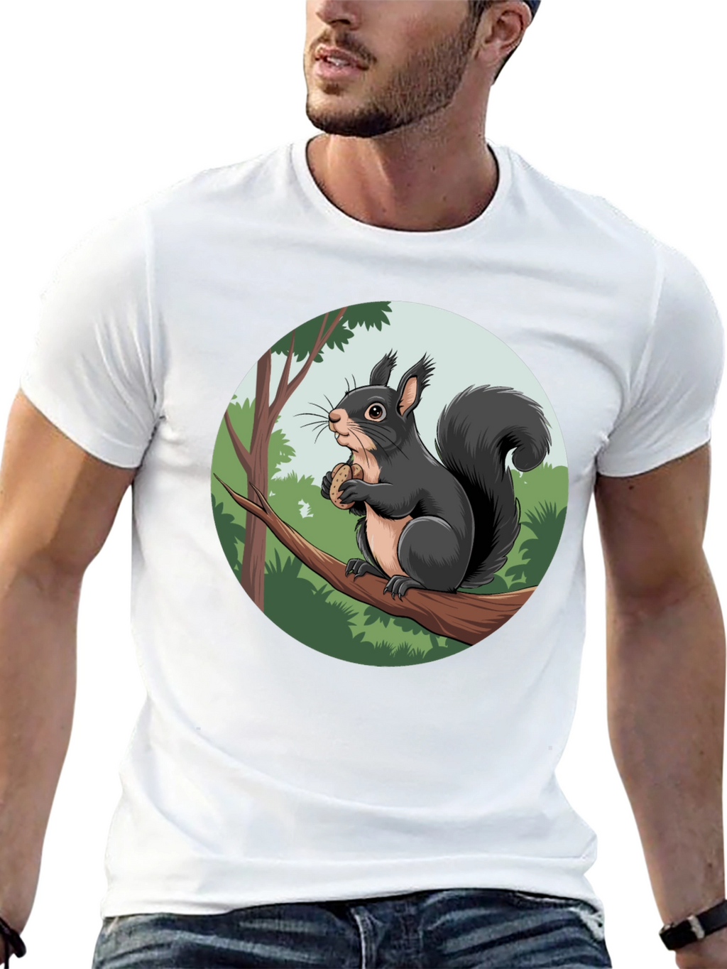Squirrel Graphic Black T-Shirt