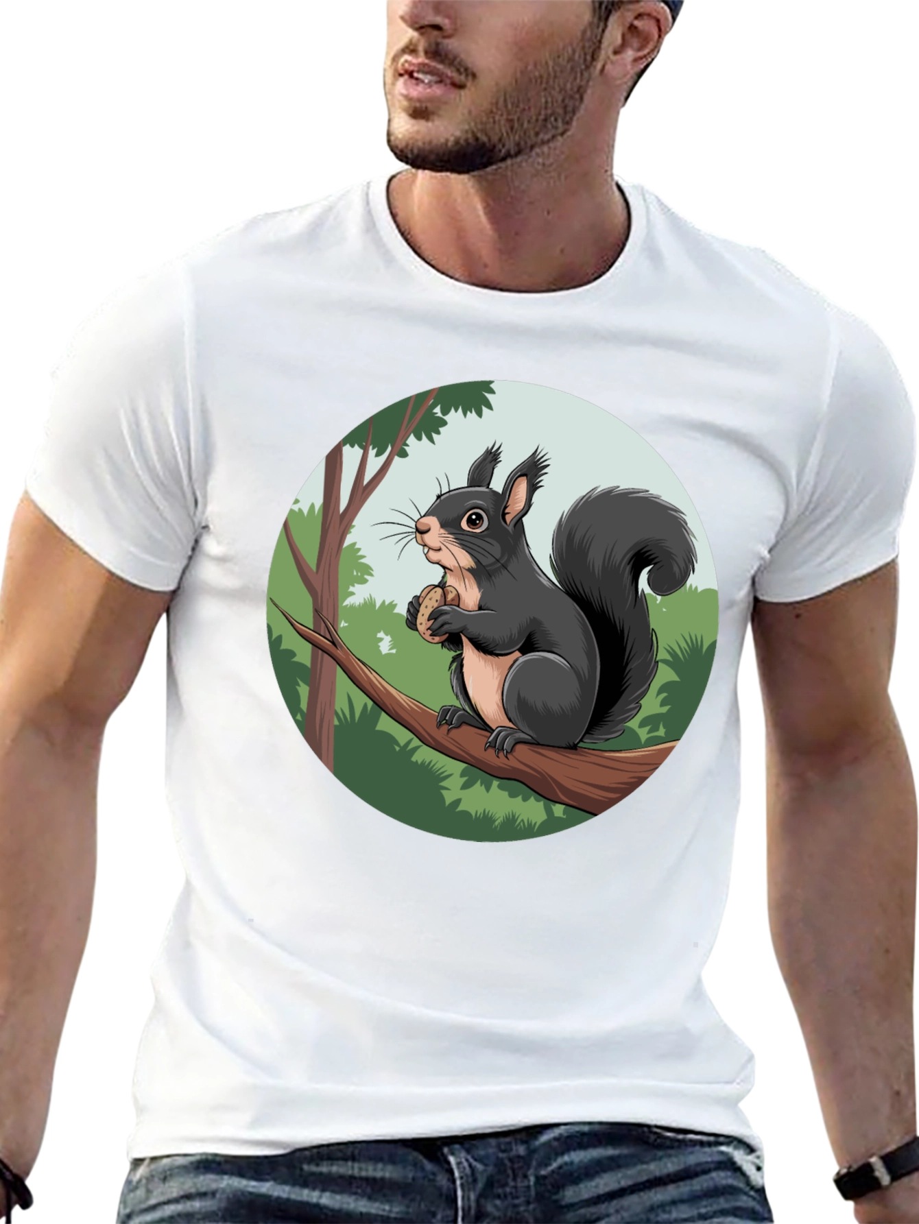 Squirrel Graphic Black T-Shirt