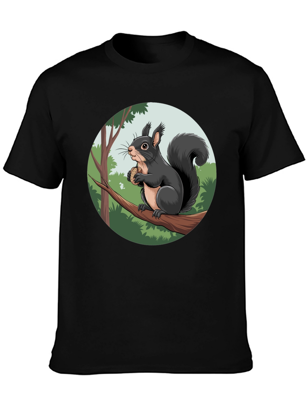 Squirrel Graphic Black T-Shirt