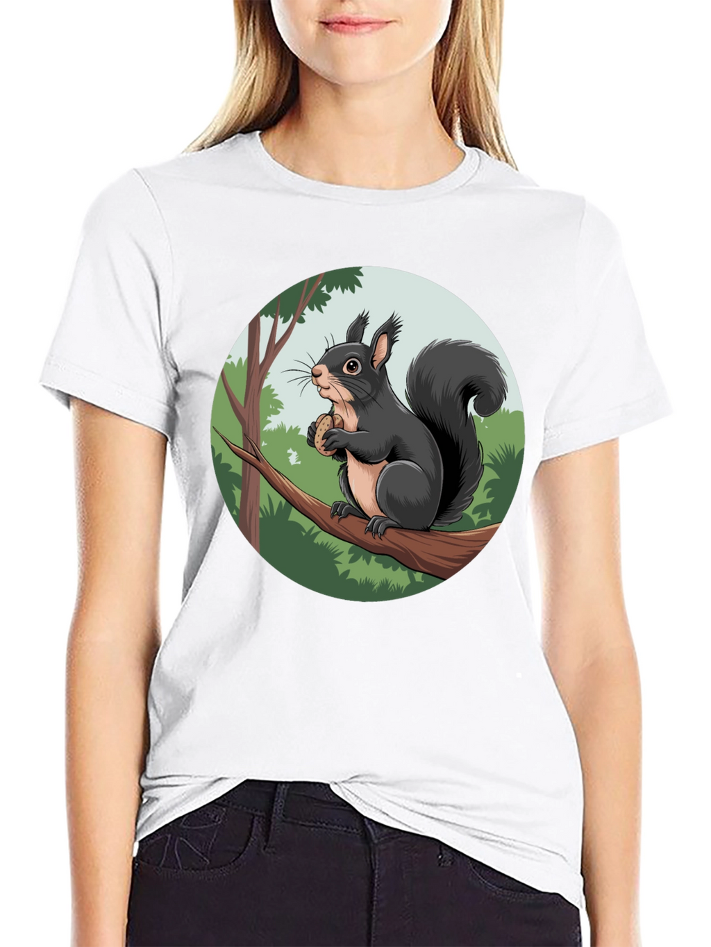 Squirrel Graphic Black T-Shirt