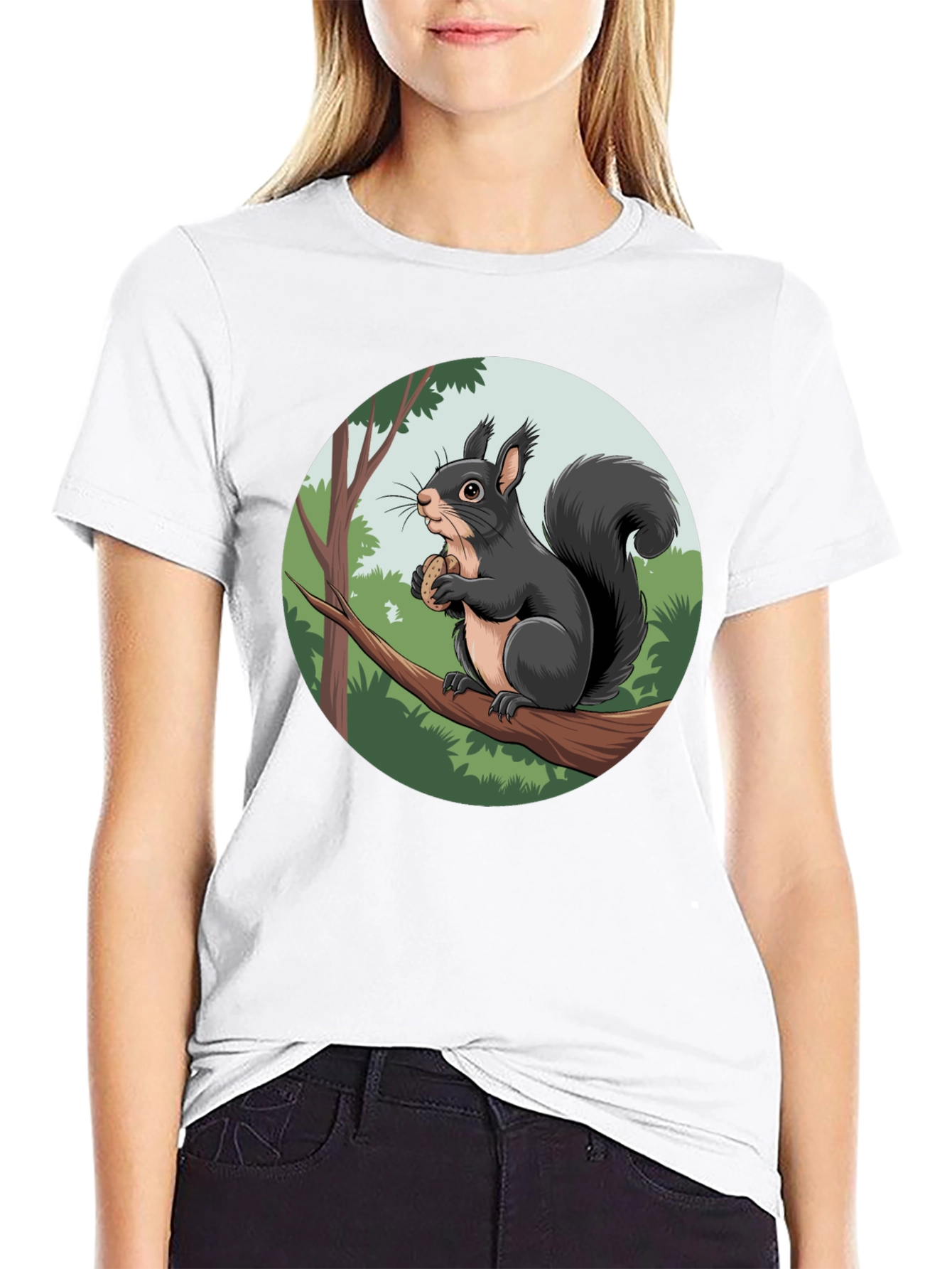 Squirrel Graphic Black T-Shirt