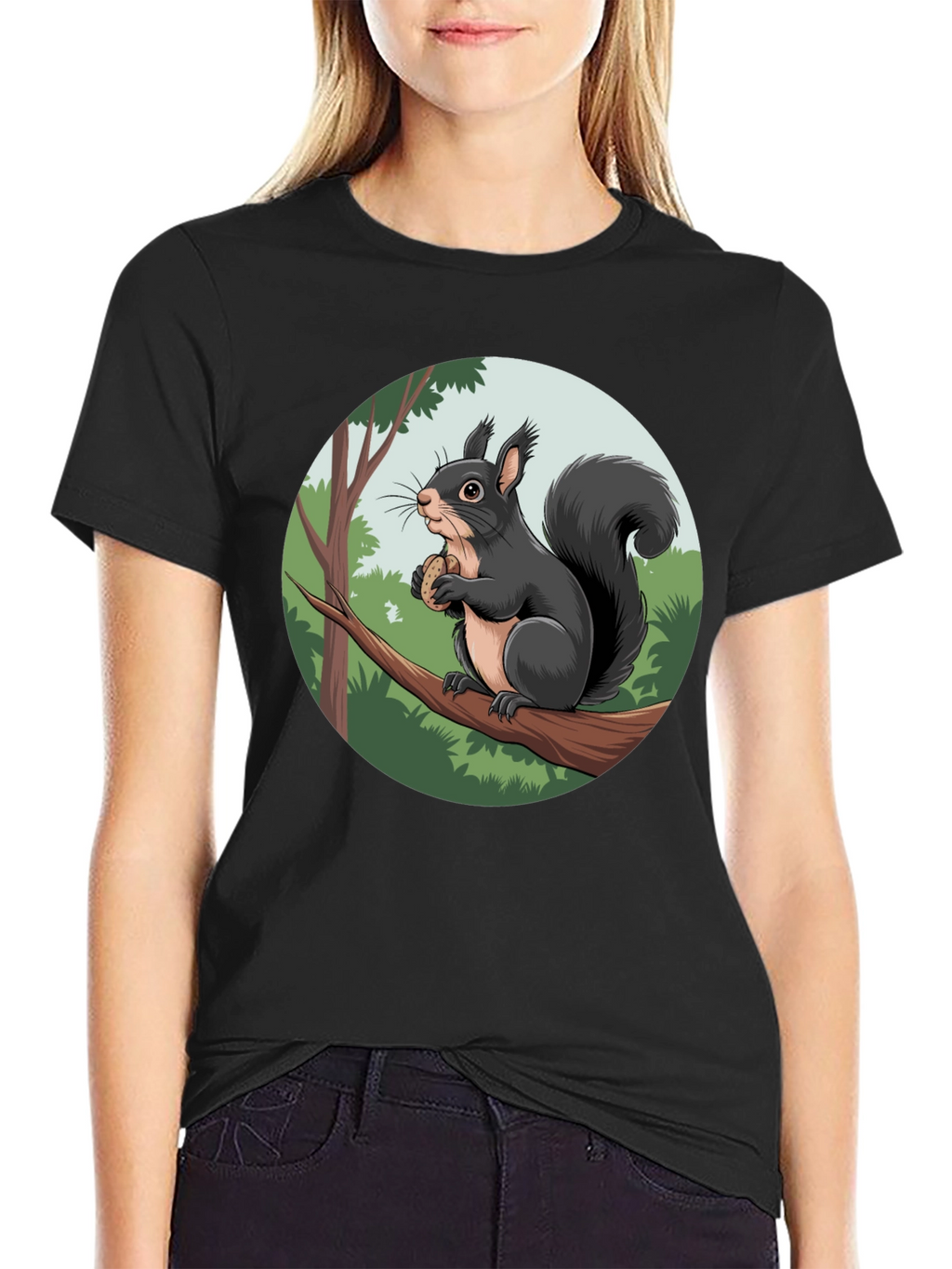 Squirrel Graphic Black T-Shirt