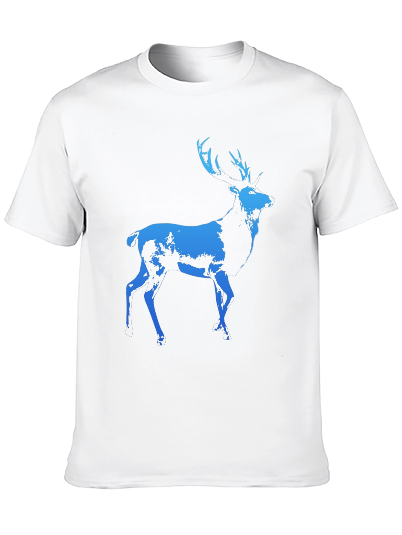 Mens Black T-Shirt with Blue Deer Graphic