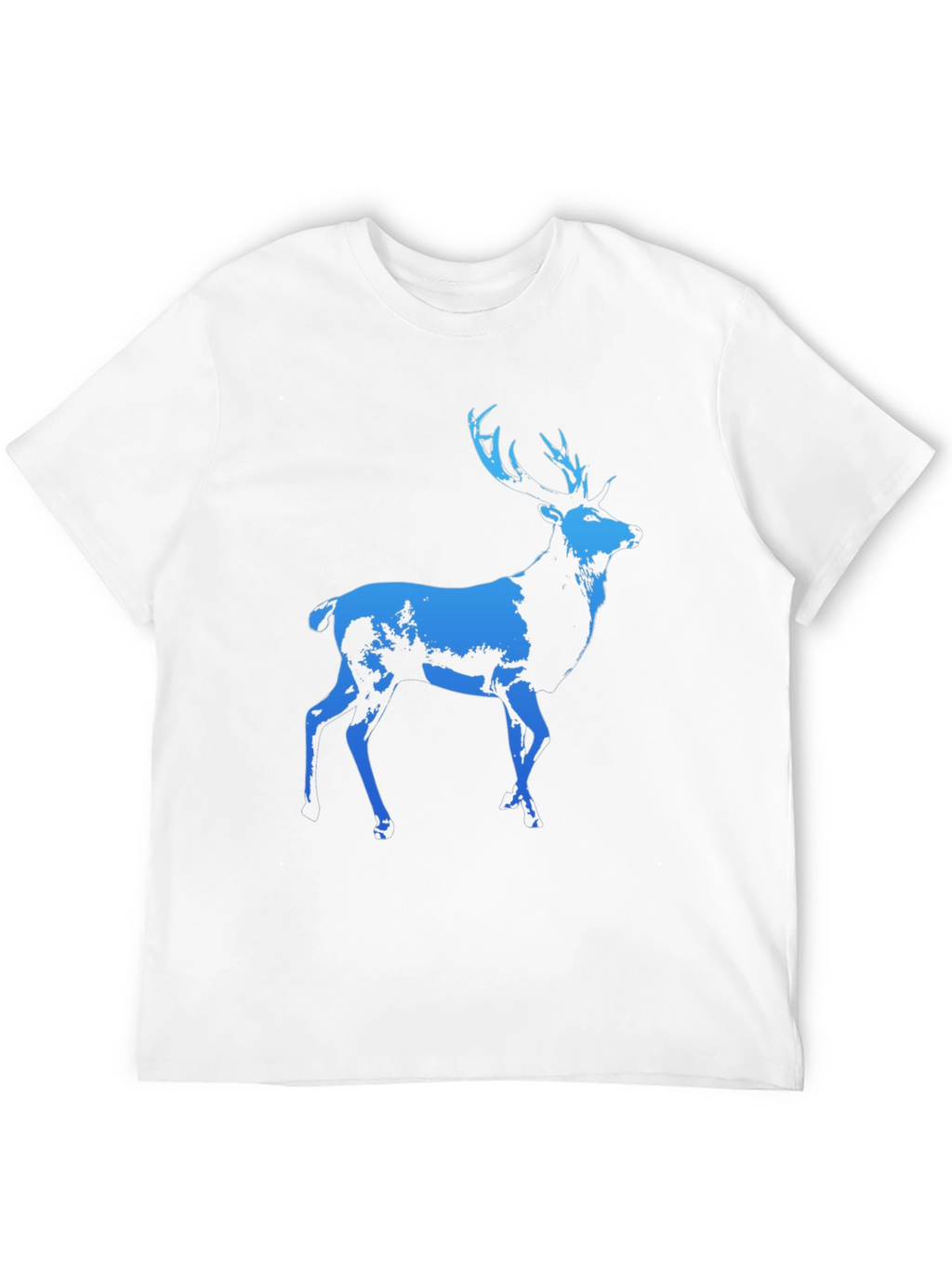 Mens Black T-Shirt with Blue Deer Graphic