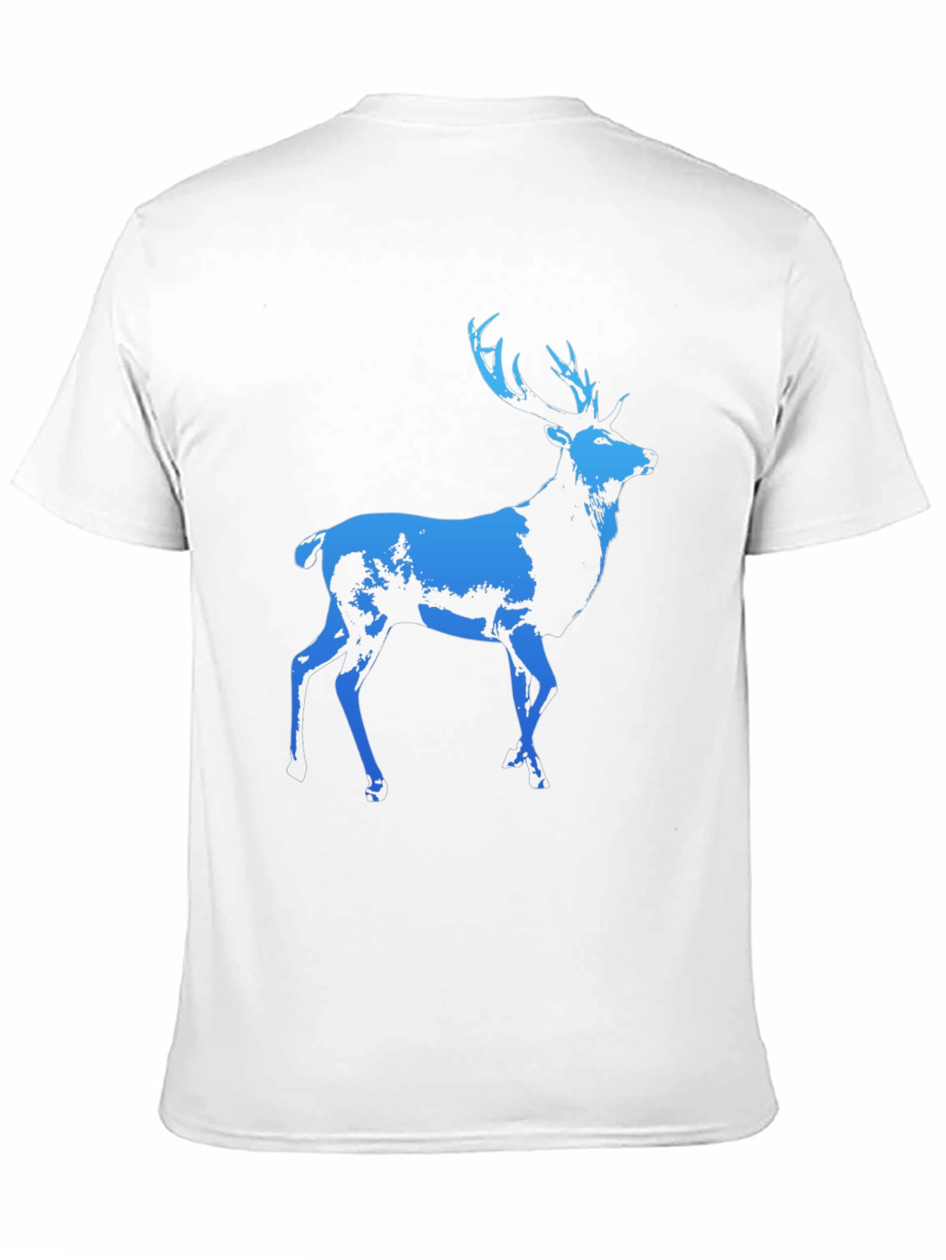 Mens Black T-Shirt with Blue Deer Graphic