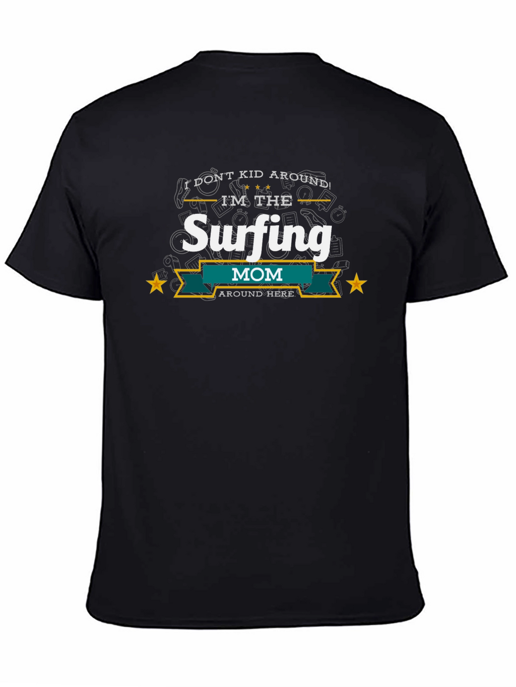 Surfing Mom T-Shirt - Black Cotton Blend