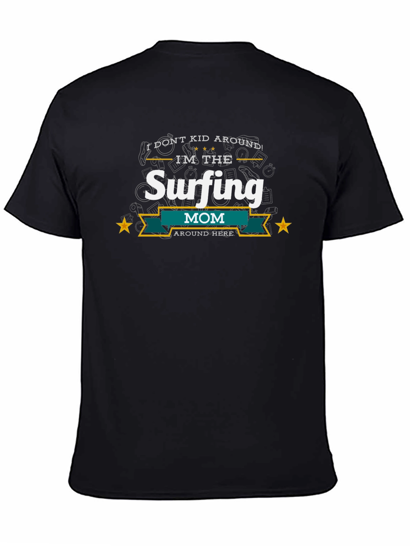 Surfing Mom T-Shirt - Black Cotton Blend