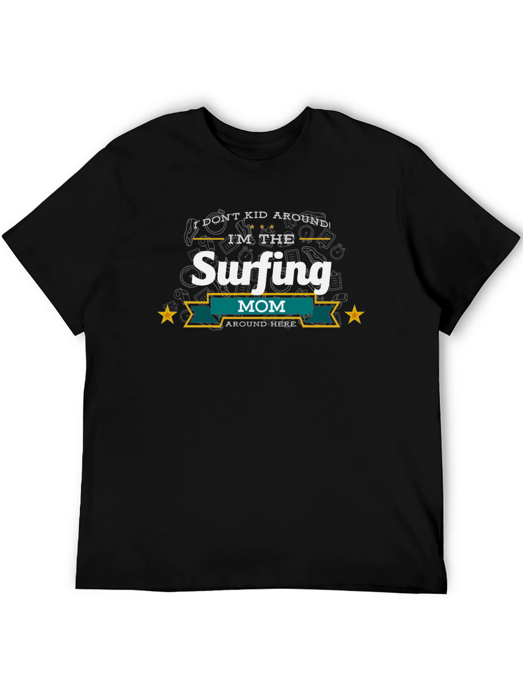 Surfing Mom T-Shirt - Black Cotton Blend