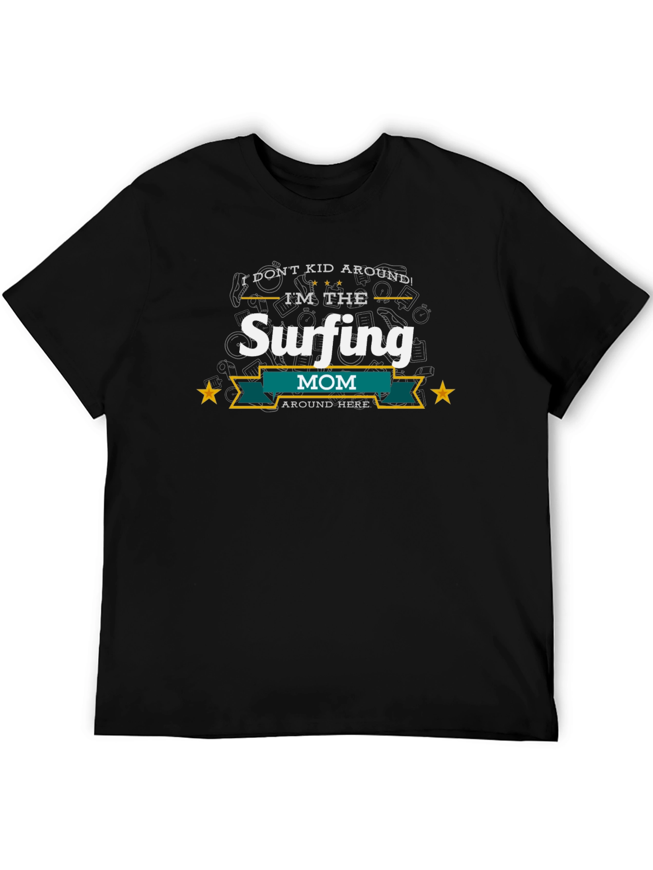 Surfing Mom T-Shirt - Black Cotton Blend