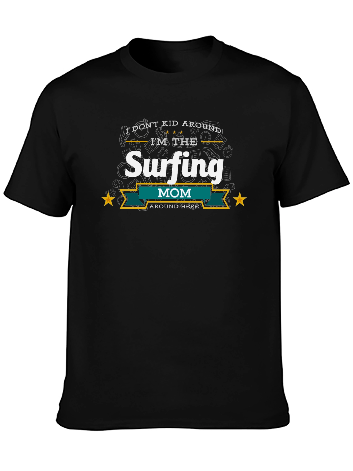 Surfing Mom T-Shirt - Black Cotton Blend