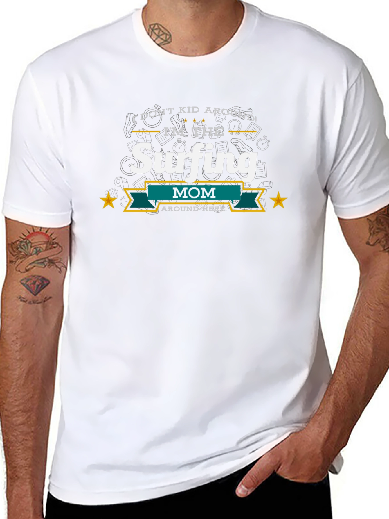Surfing Mom T-Shirt - Black Cotton Blend
