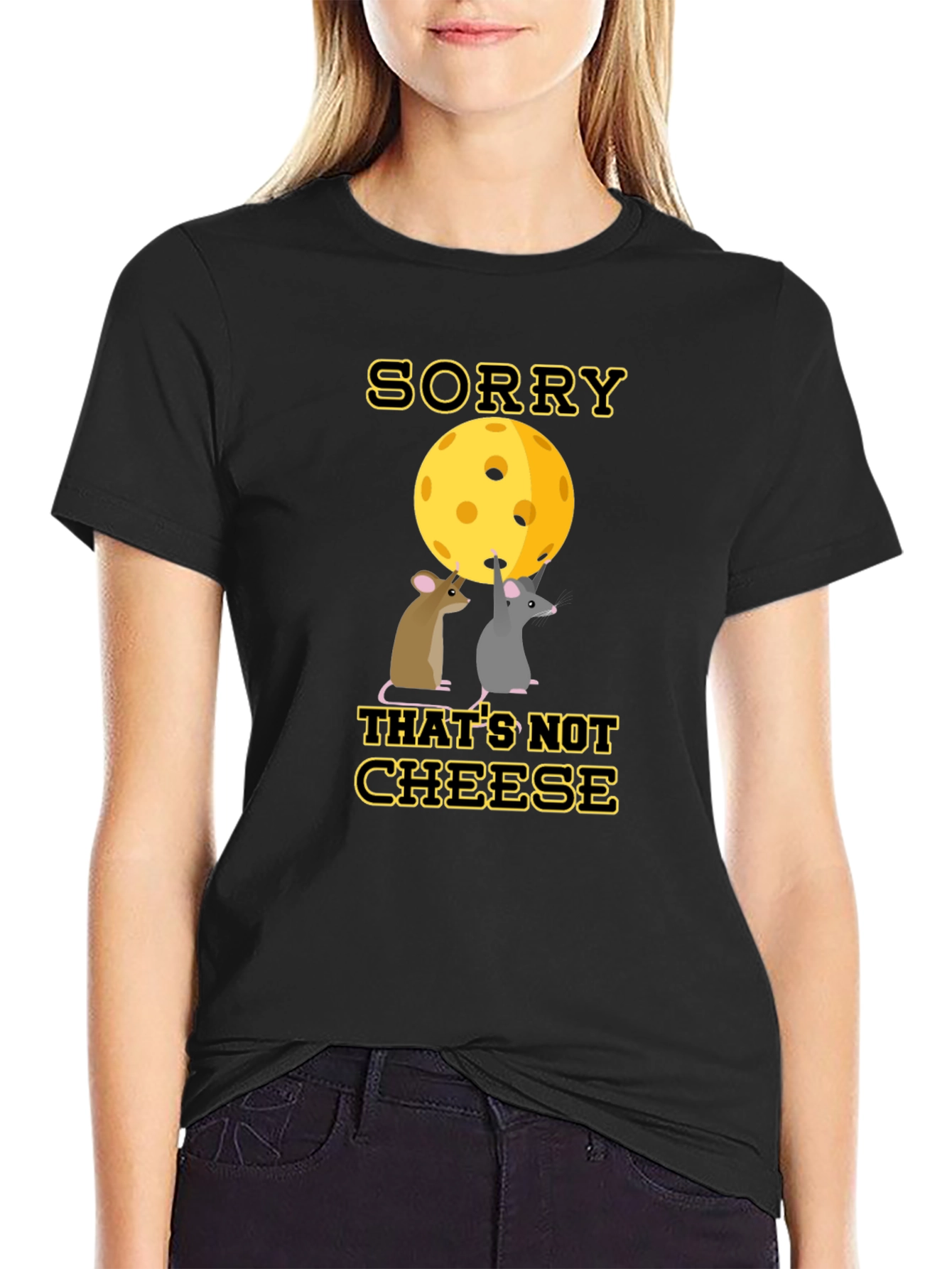 Funny Pickleball T-Shirt - Sorry Thats Not Cheese Mouse Design