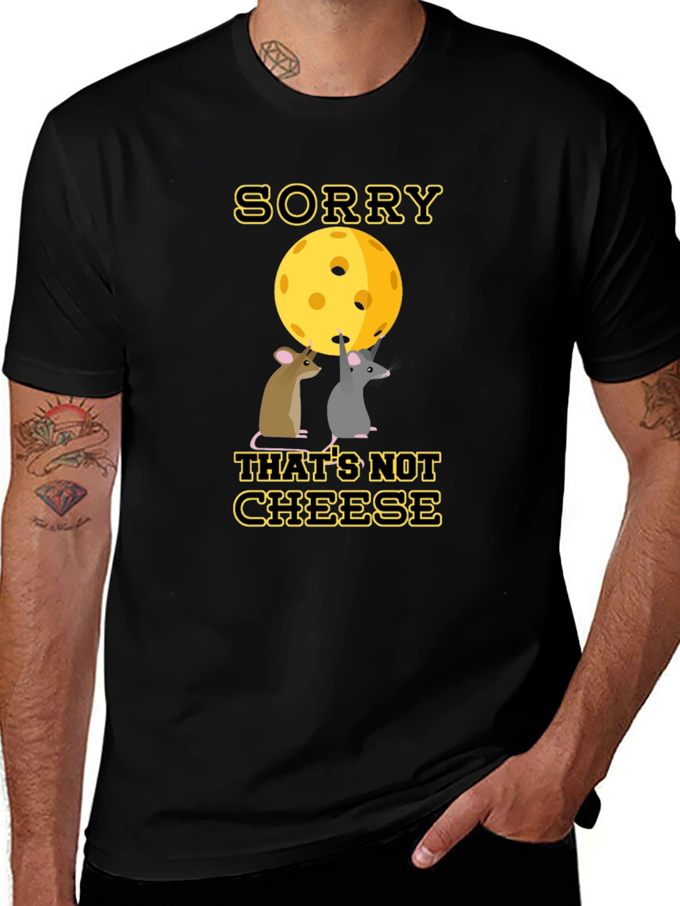 Funny Pickleball T-Shirt - Sorry Thats Not Cheese Mouse Design