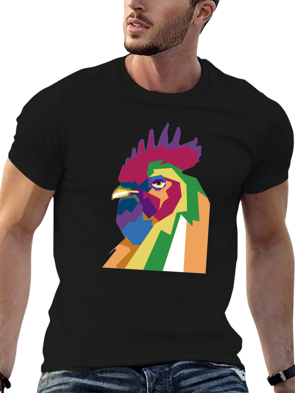 Abstract Rooster Graphic Tee