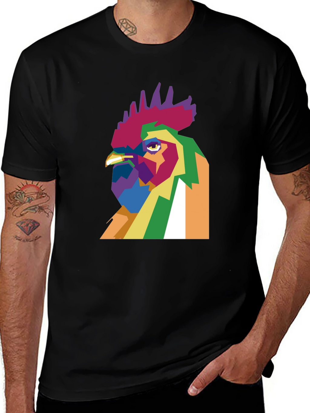 Abstract Rooster Graphic Tee