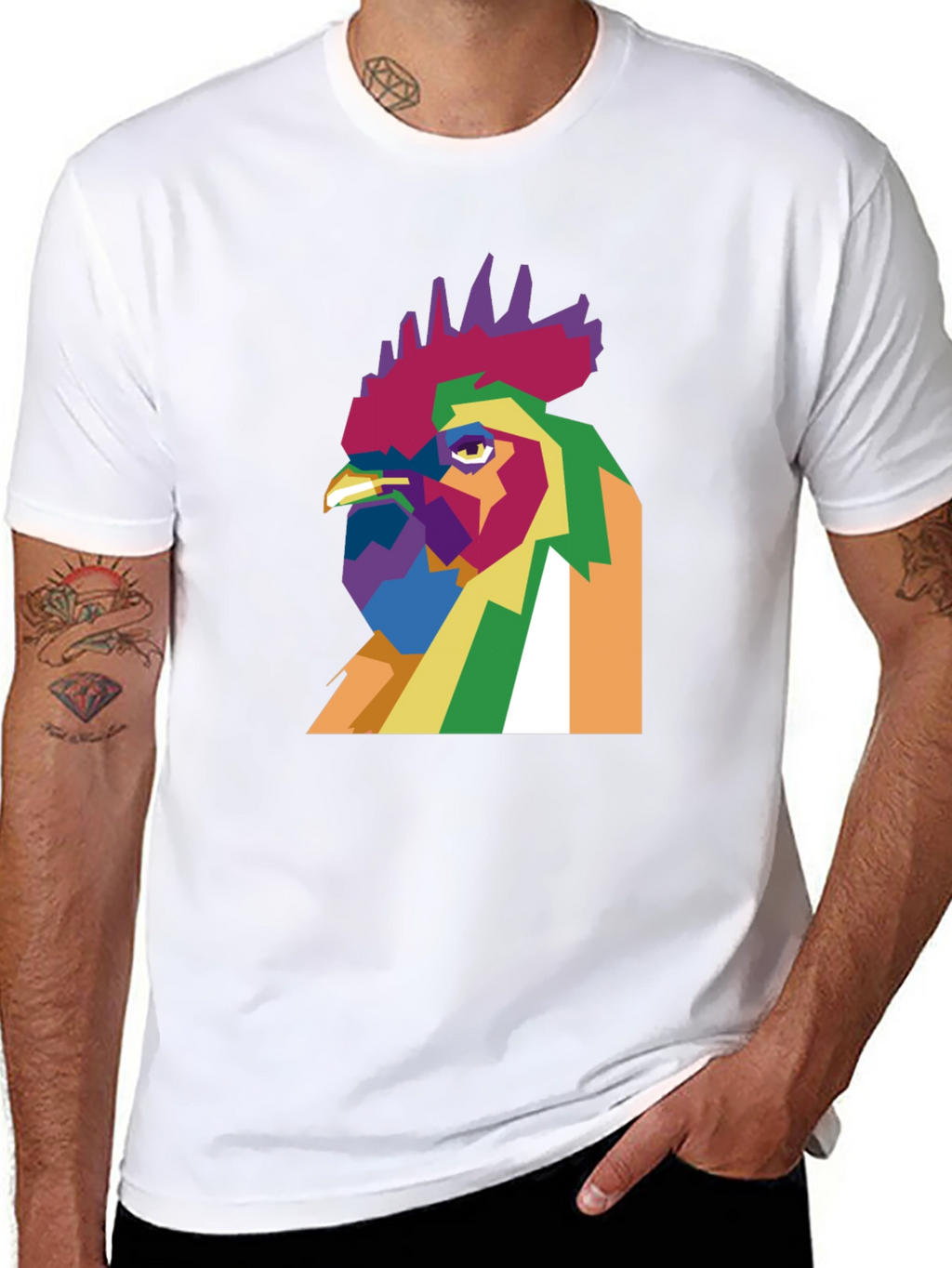 Abstract Rooster Graphic Tee