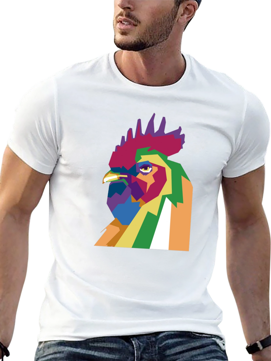 Abstract Rooster Graphic Tee