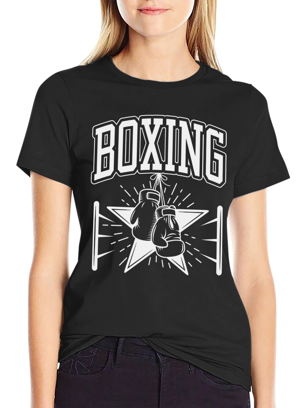 Boxing Gloves Graphic Print Mens Black T-Shirt