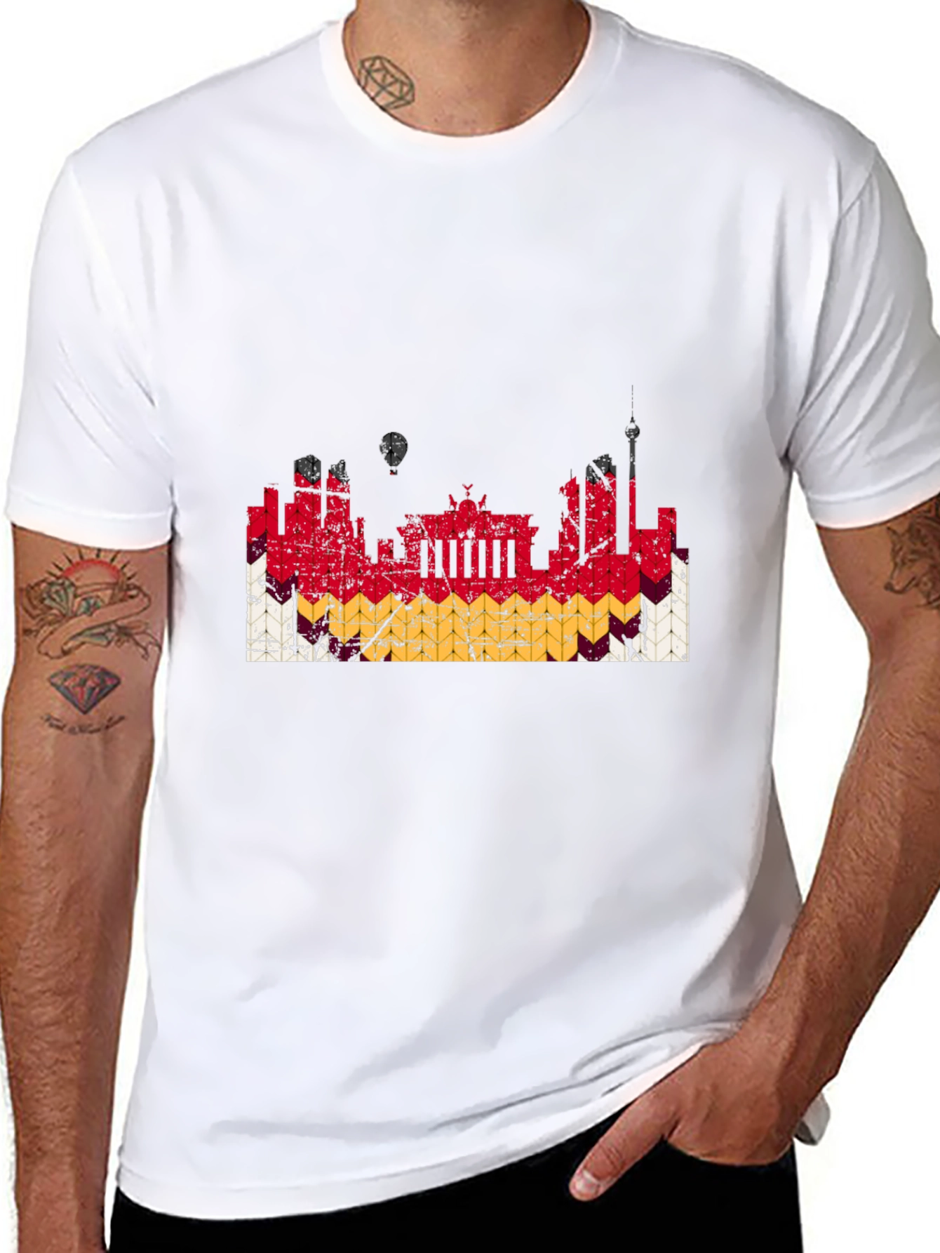 Berlin Skyline German Flag Graphic T-Shirt