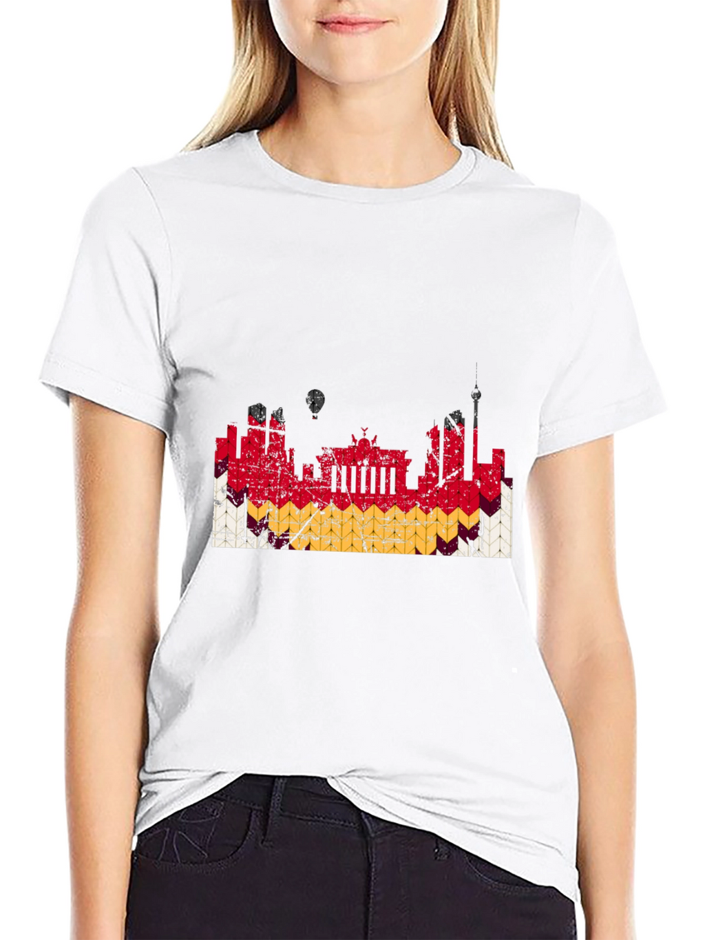 Berlin Skyline German Flag Graphic T-Shirt