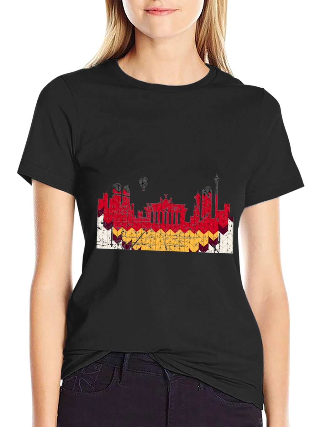 Berlin Skyline German Flag Graphic T-Shirt