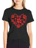 Paw Print Heart T-Shirt - Animal Lover Tee