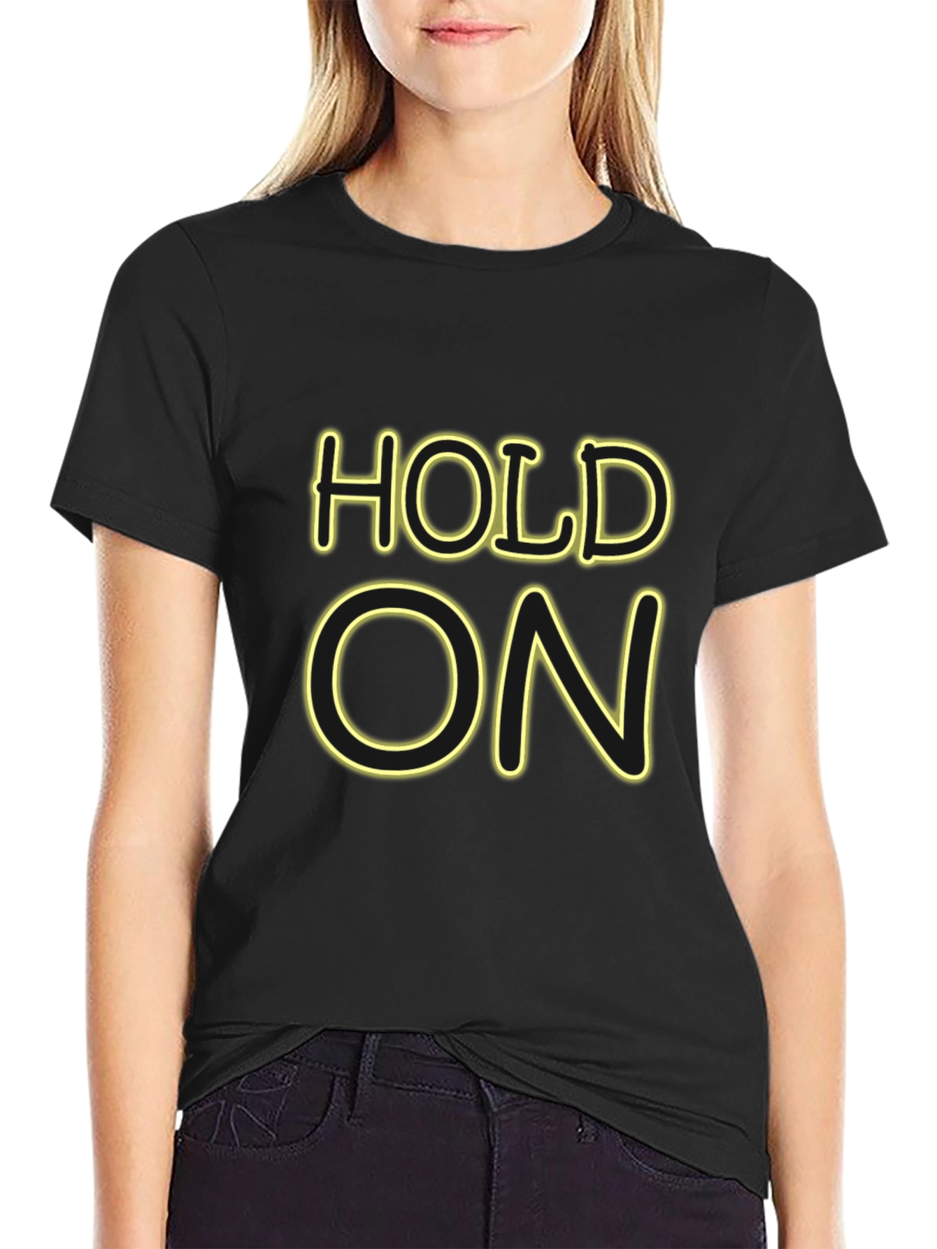 Hold On Black Graphic Tee
