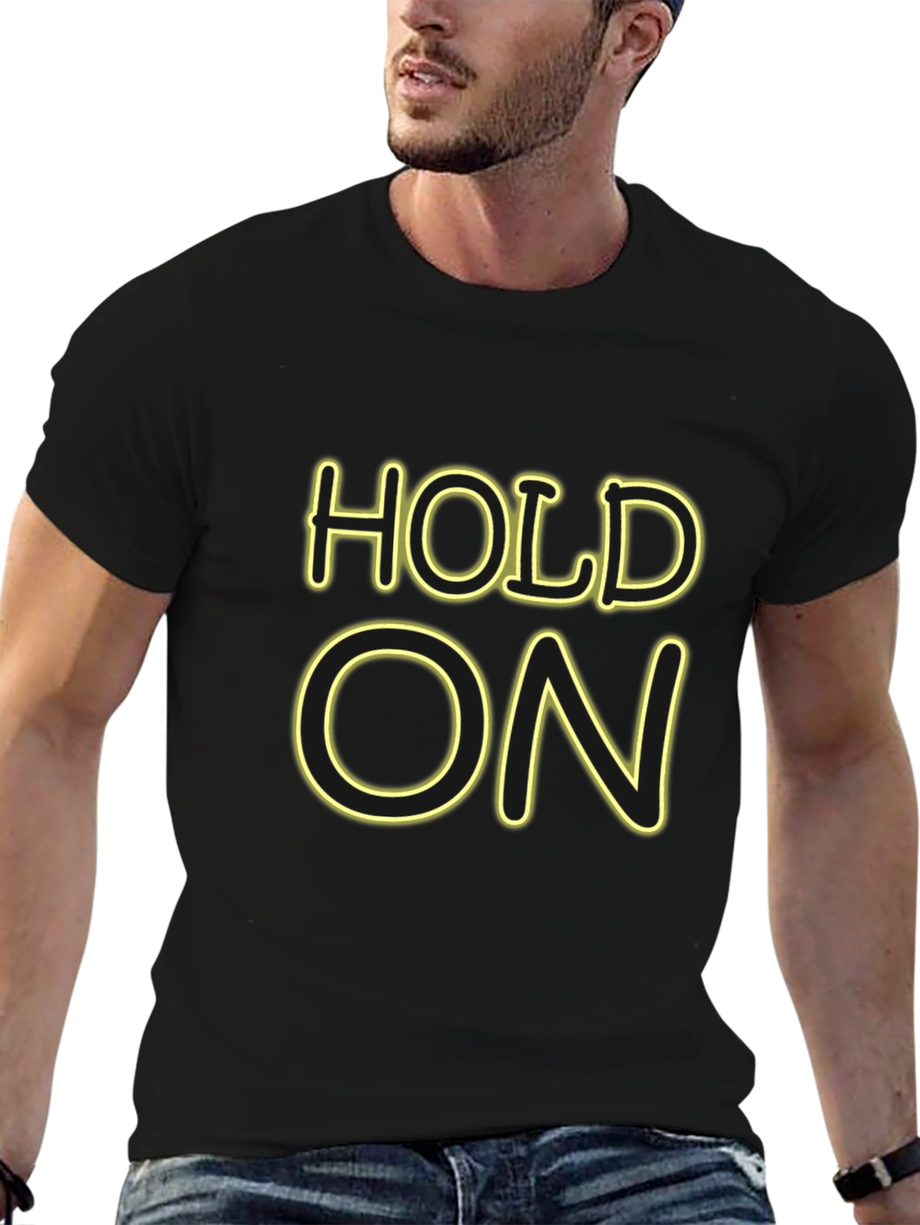 Hold On Black Graphic Tee