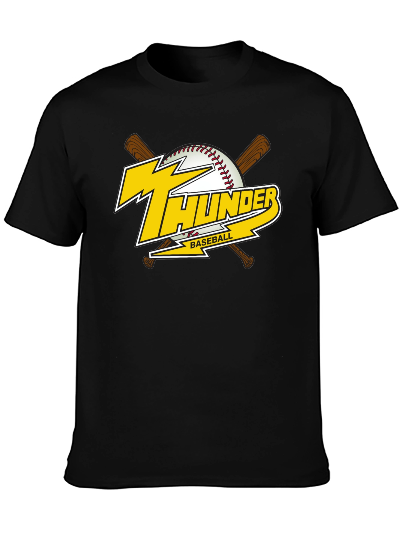 Thunder Baseball Graphic T-Shirt - Black Cotton Tee