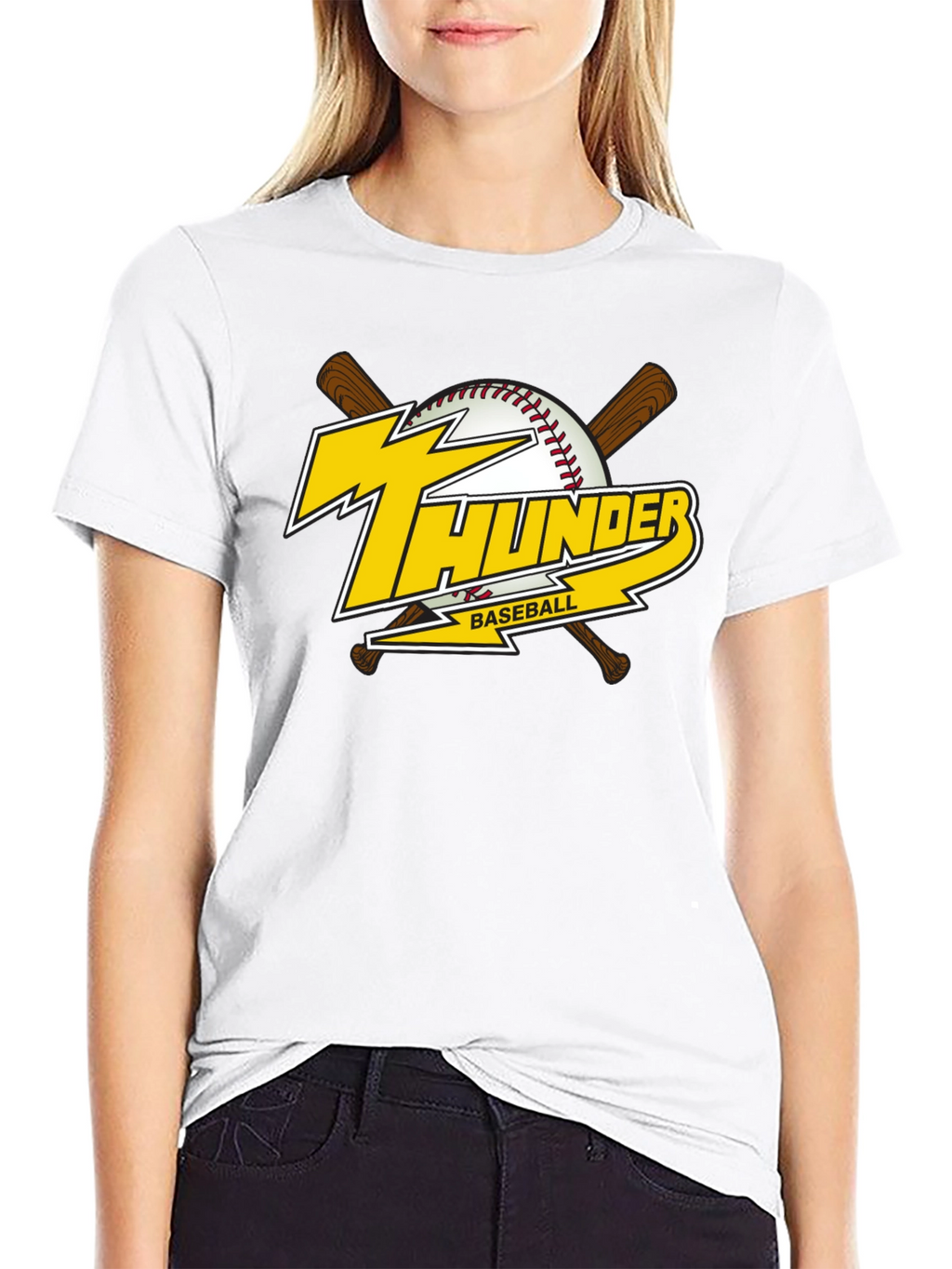 Thunder Baseball Graphic T-Shirt - Black Cotton Tee
